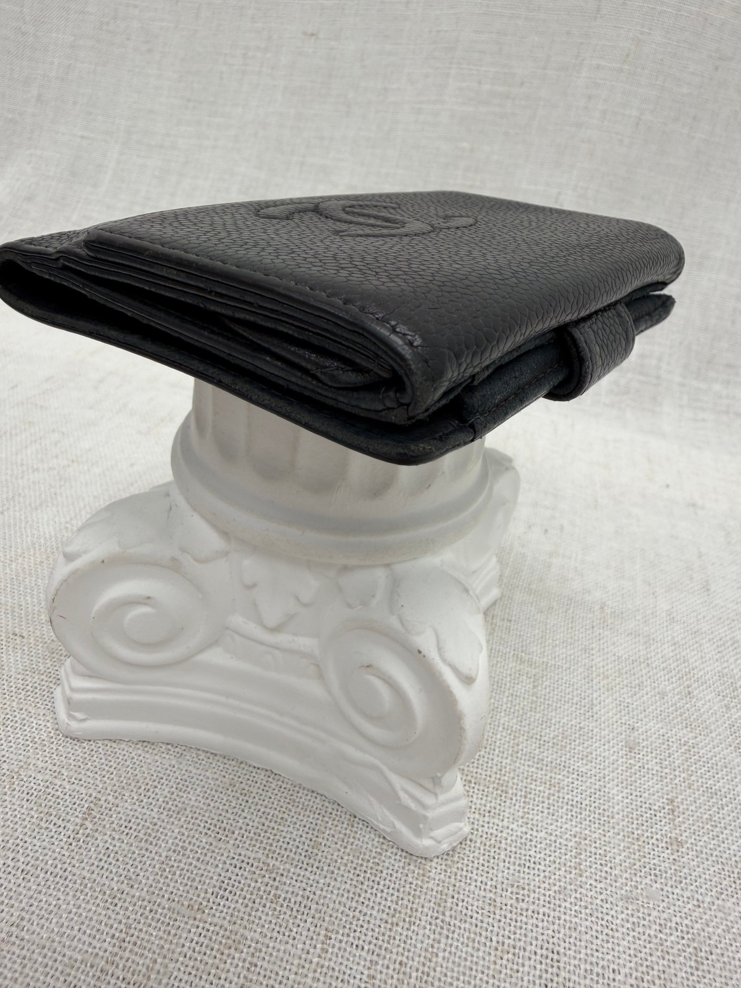 Chanel Black Caviar Leather CC Compact Wallet