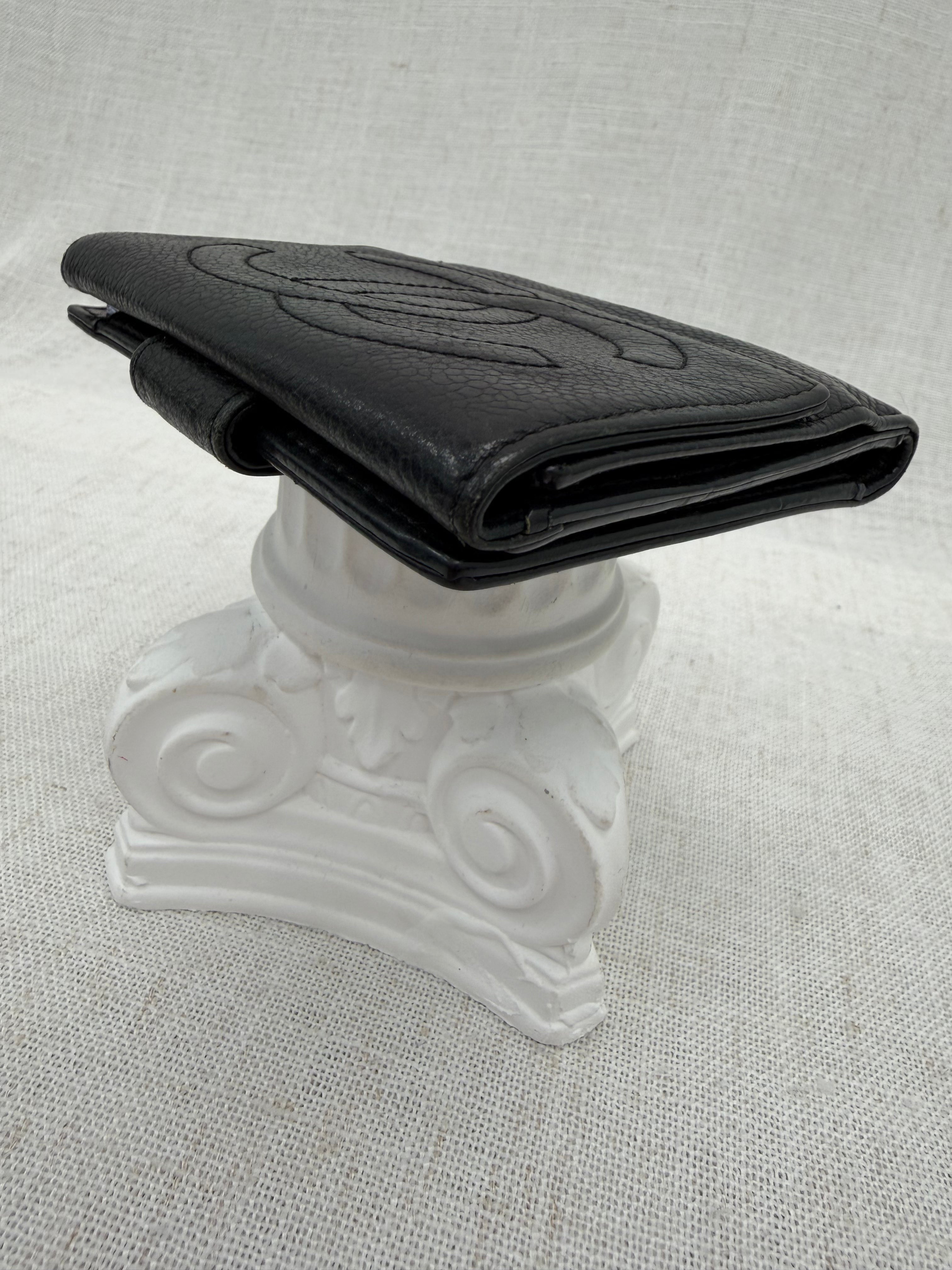 Chanel Black Caviar Leather Compact Wallet