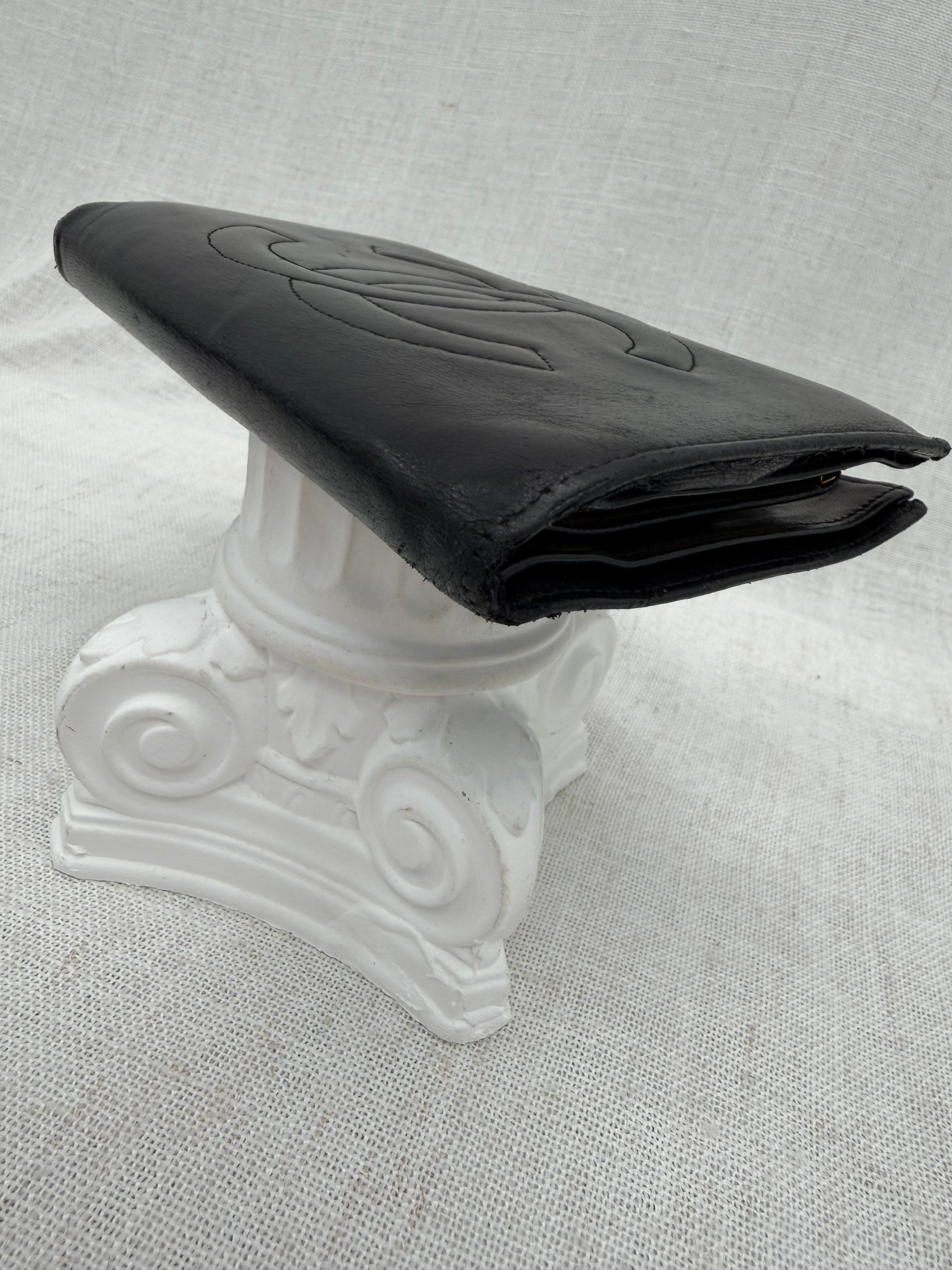 Chanel Black Leather Kisslock Long Wallet