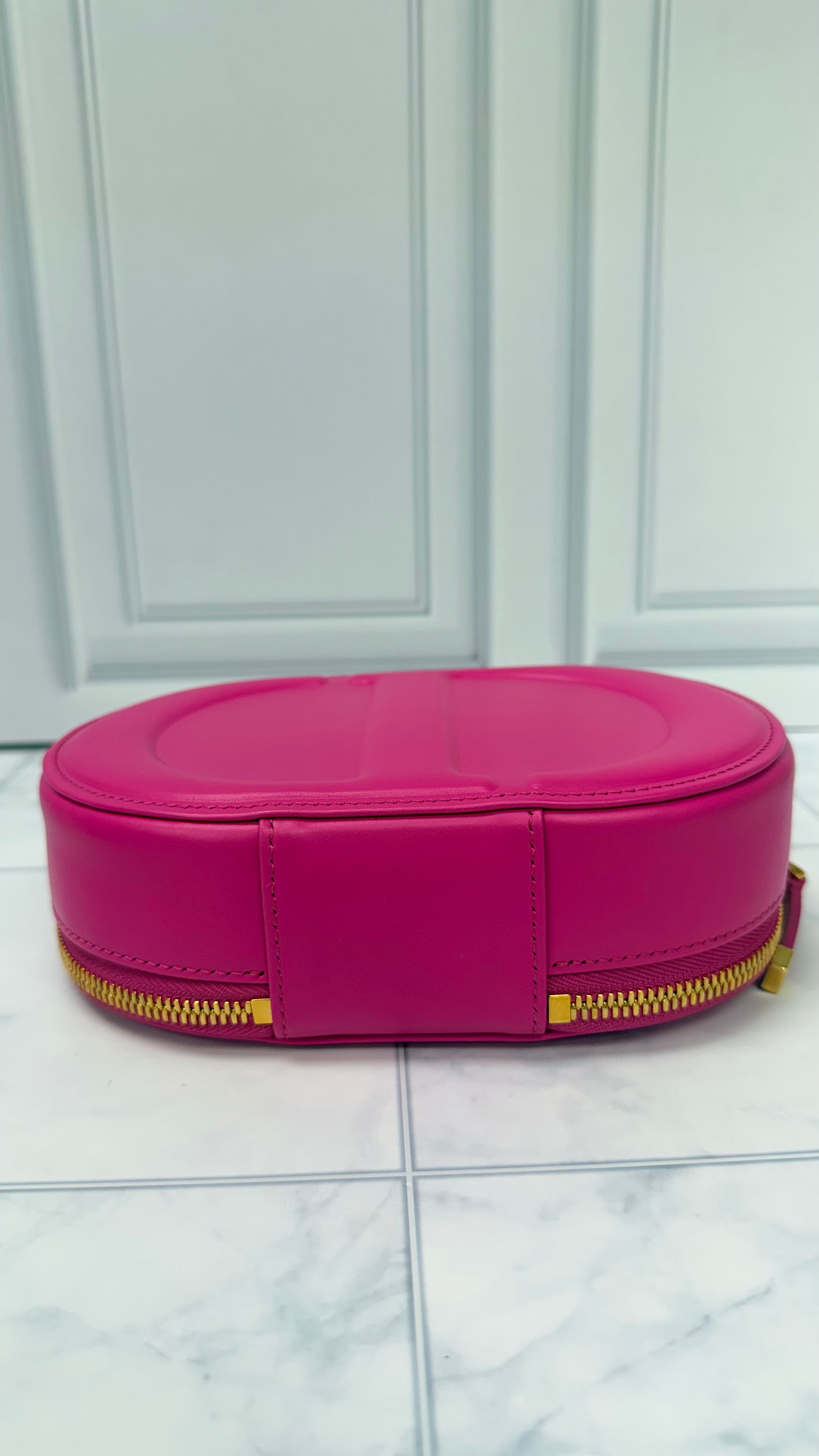 *DONS DROP* Christian Dior Pink Leather CD Embossed Signature Oval Camera Bag