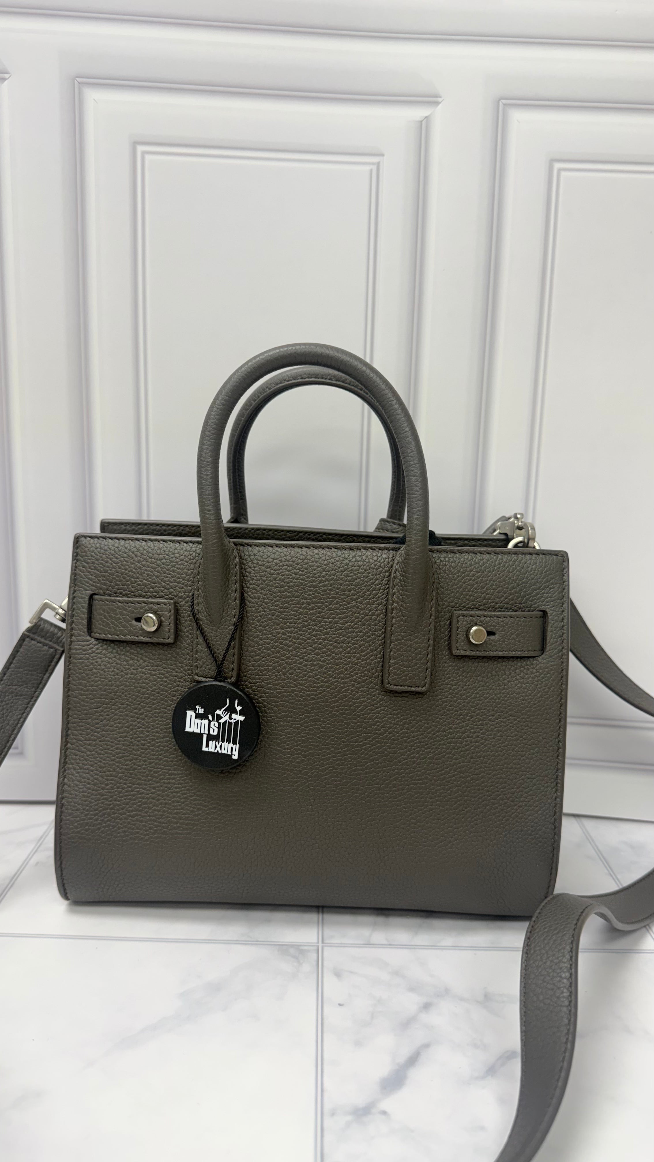 *DONS DROP* LIKE NEW - Saint Laurent YSL Grey Grained Leather Nano Sac De Jour Handbag