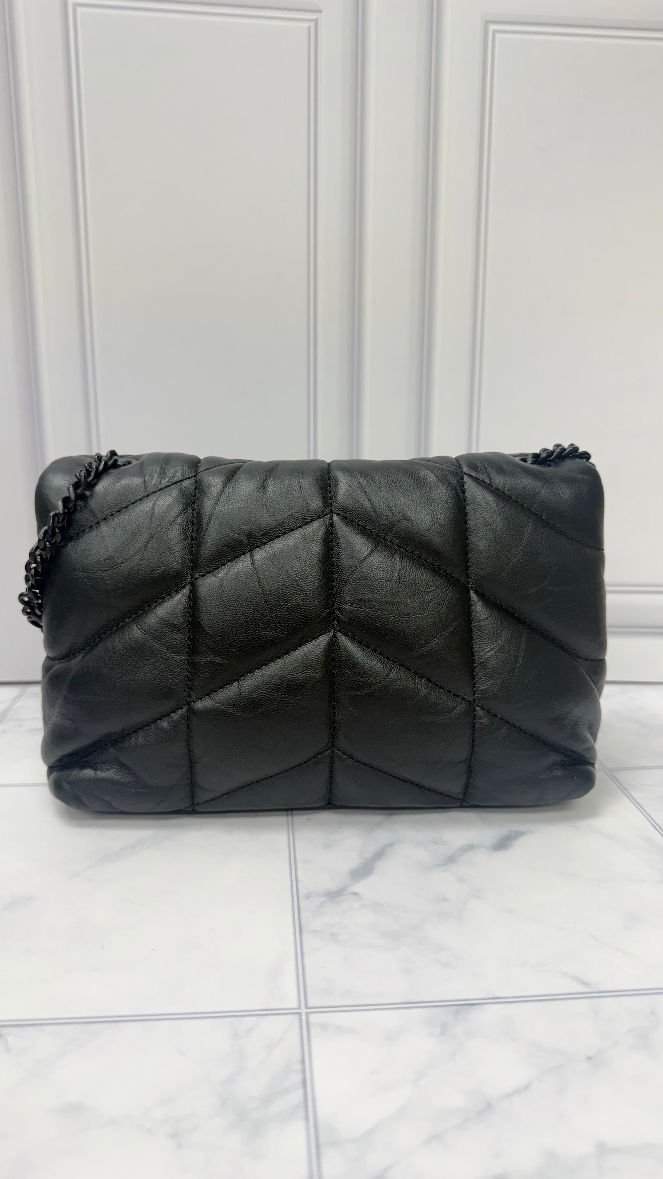 *DONS DROP* Saint Laurent YSL Black Quilted Lambskin Leather Toy Puffer Shoulder Bag