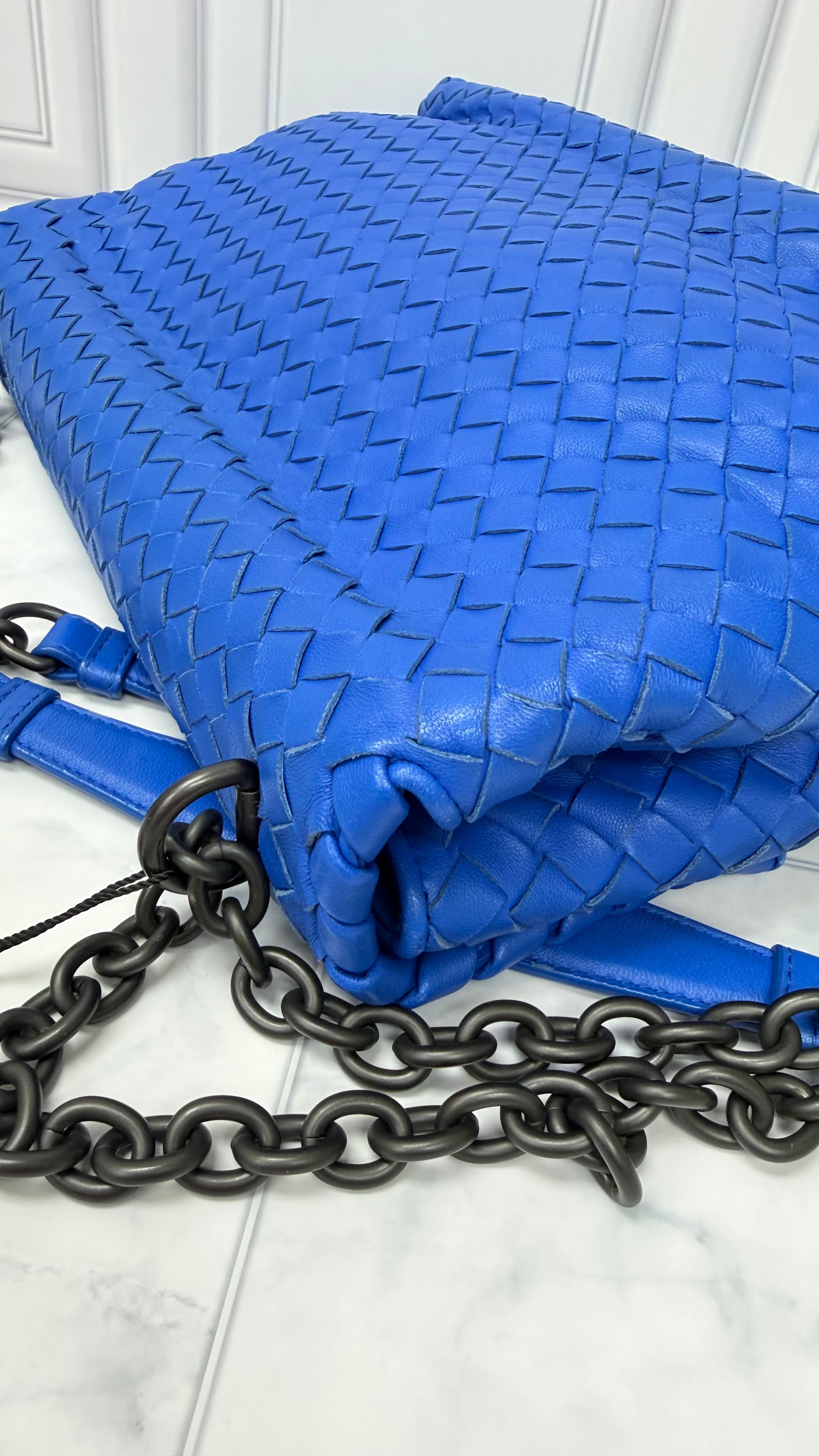 *DONS DROP* Bottega Veneta Blue Intrecciato Leather Large Olimpia Bag