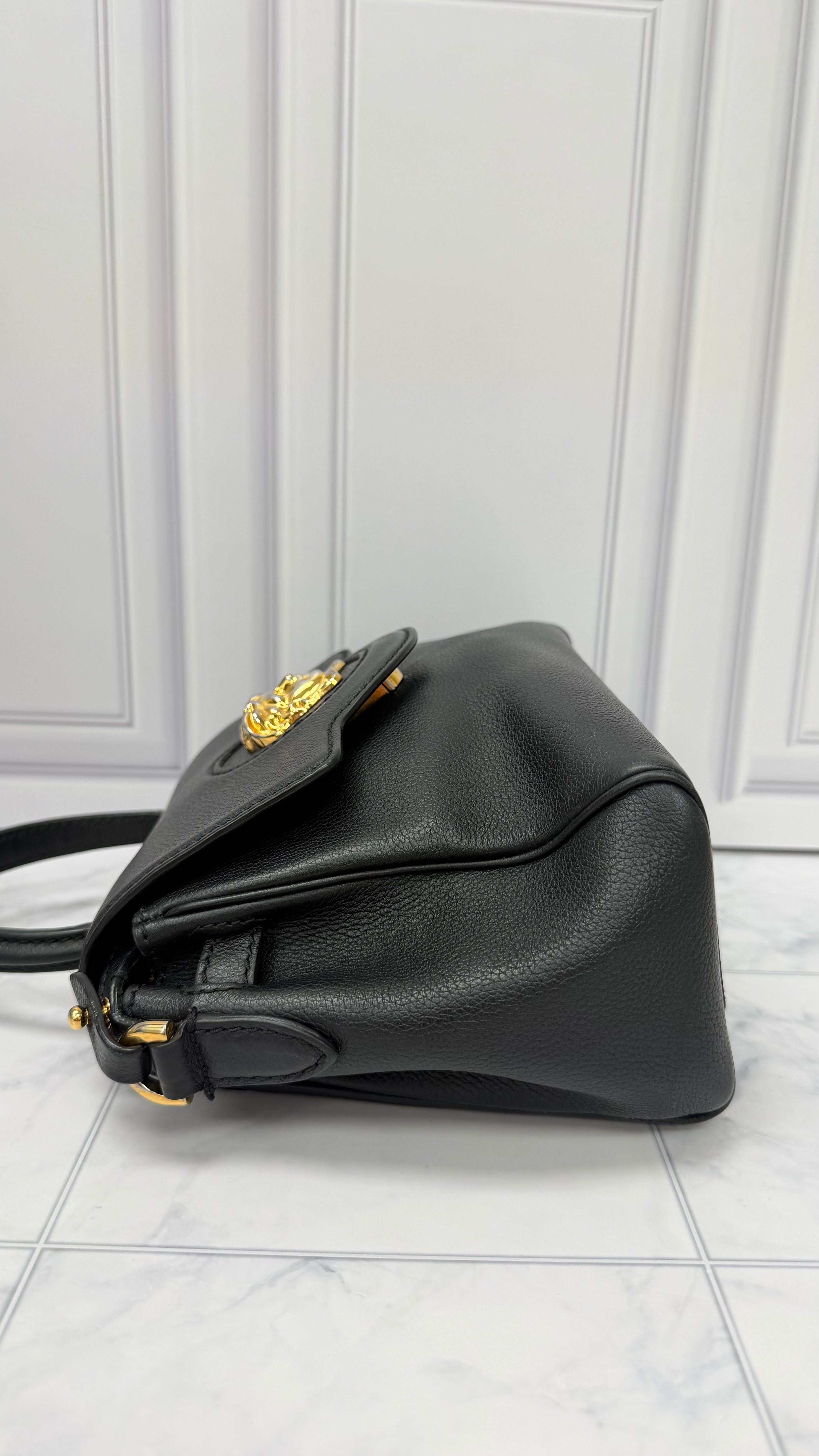 *DONS DROP* Versace Black Calfskin Leather Small La Medusa Top Handle Bag