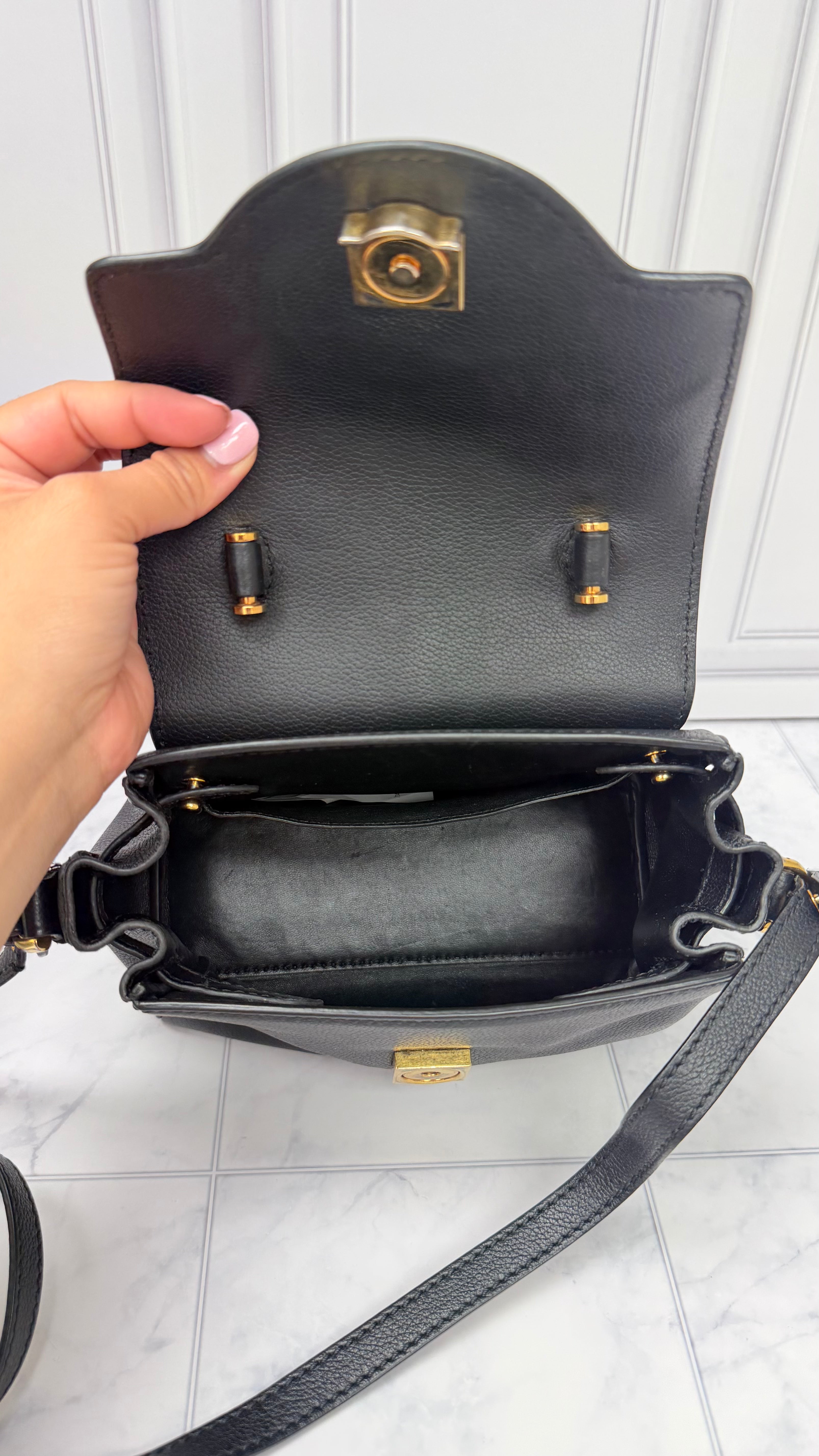 *DONS DROP* Versace Black Calfskin Leather Small La Medusa Top Handle Bag