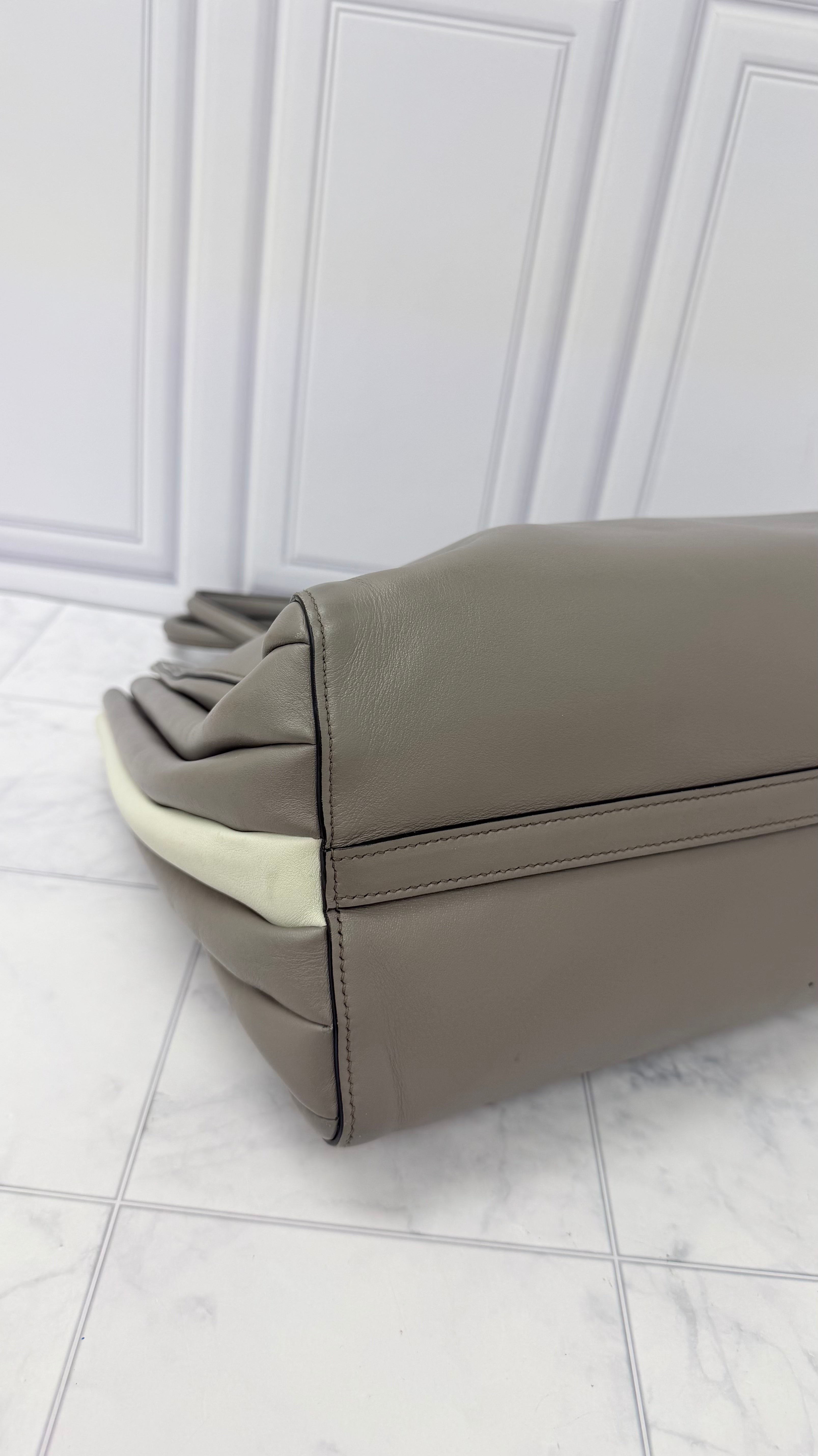 Prada Grey Soft Leather Bibliotheque Tote Bag