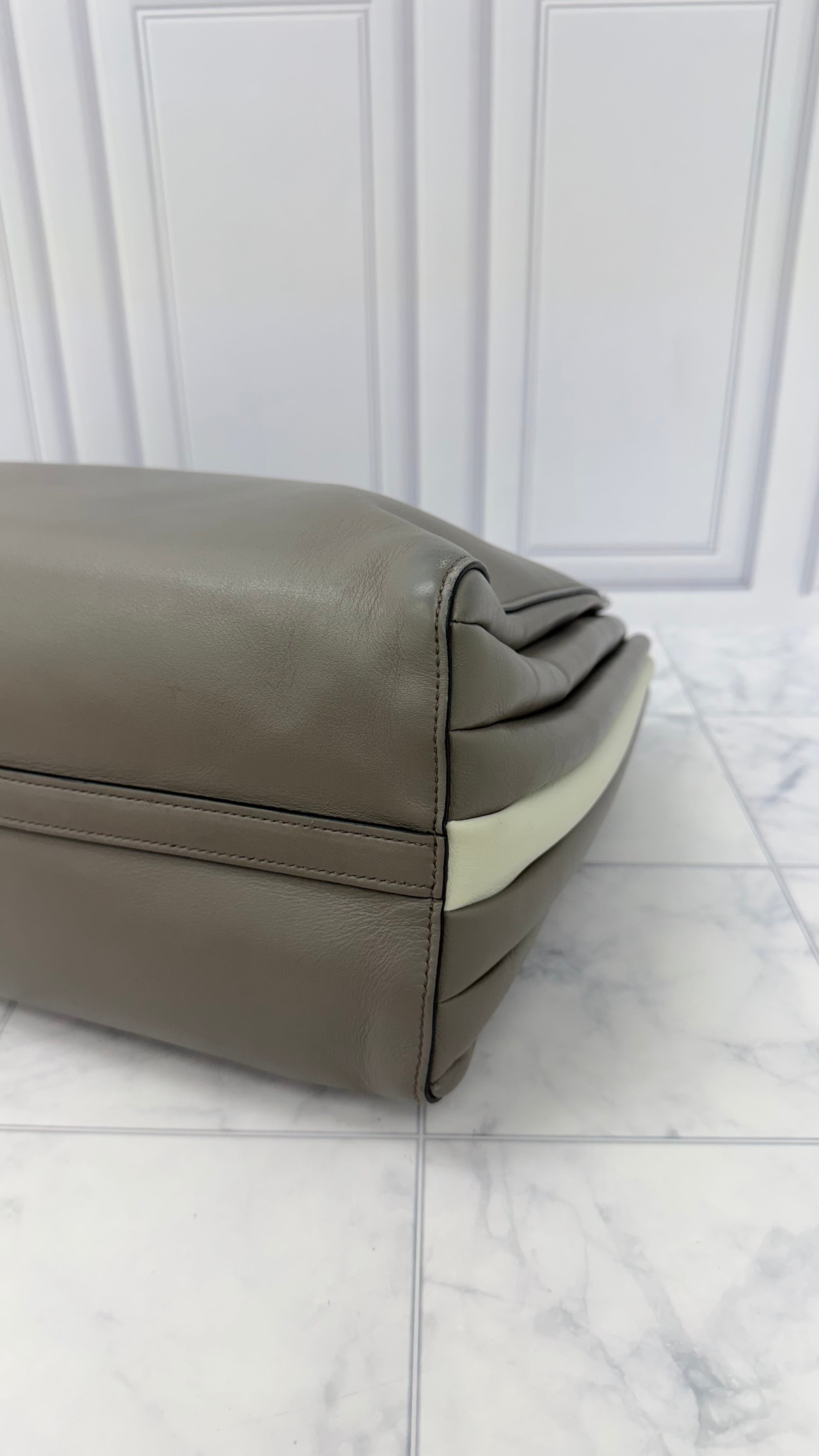 Prada Grey Soft Leather Bibliotheque Tote Bag