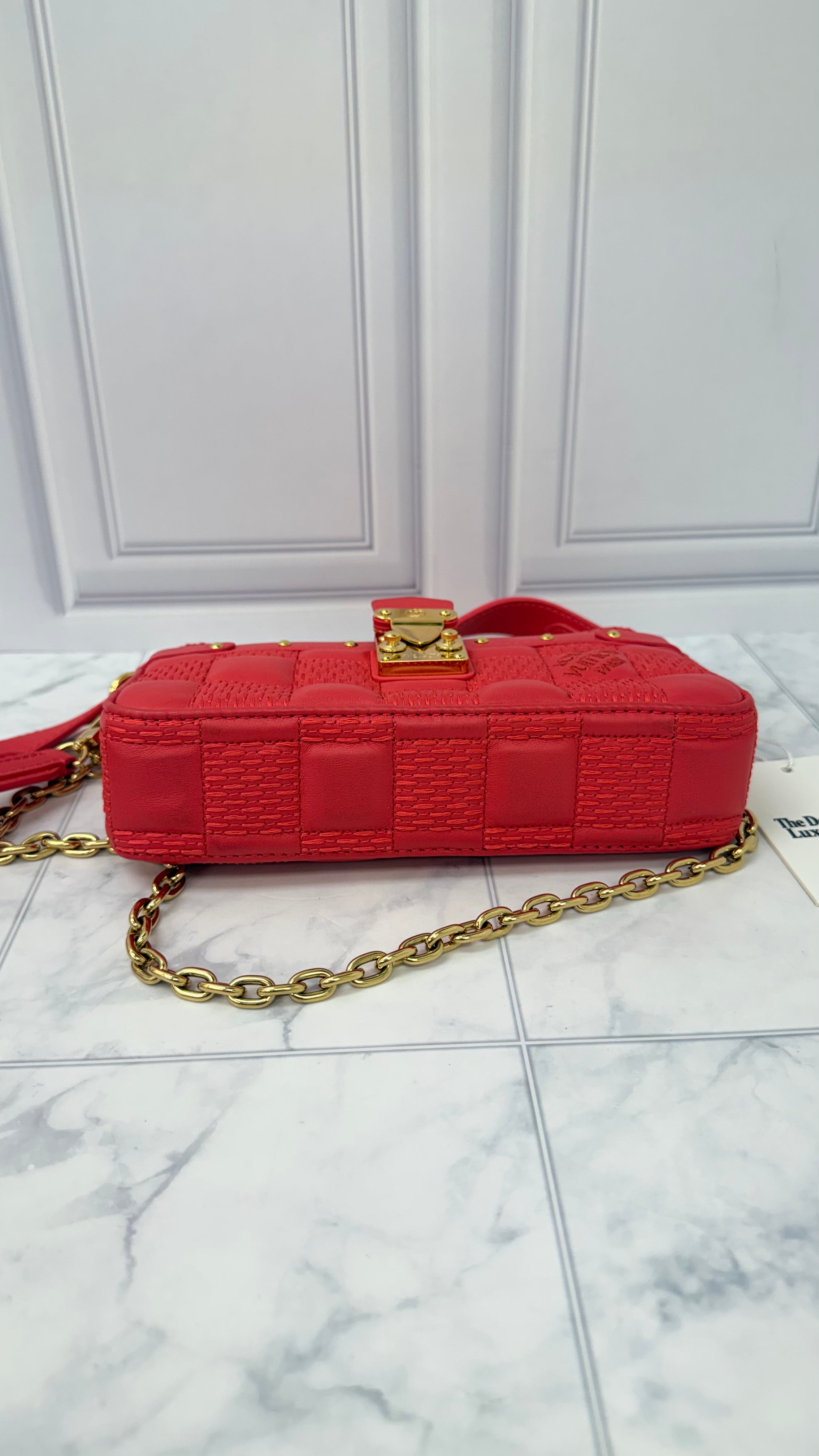 Louis Vuitton Coral Pink Lambskin Leather Pochette Troca Crossbody Bag