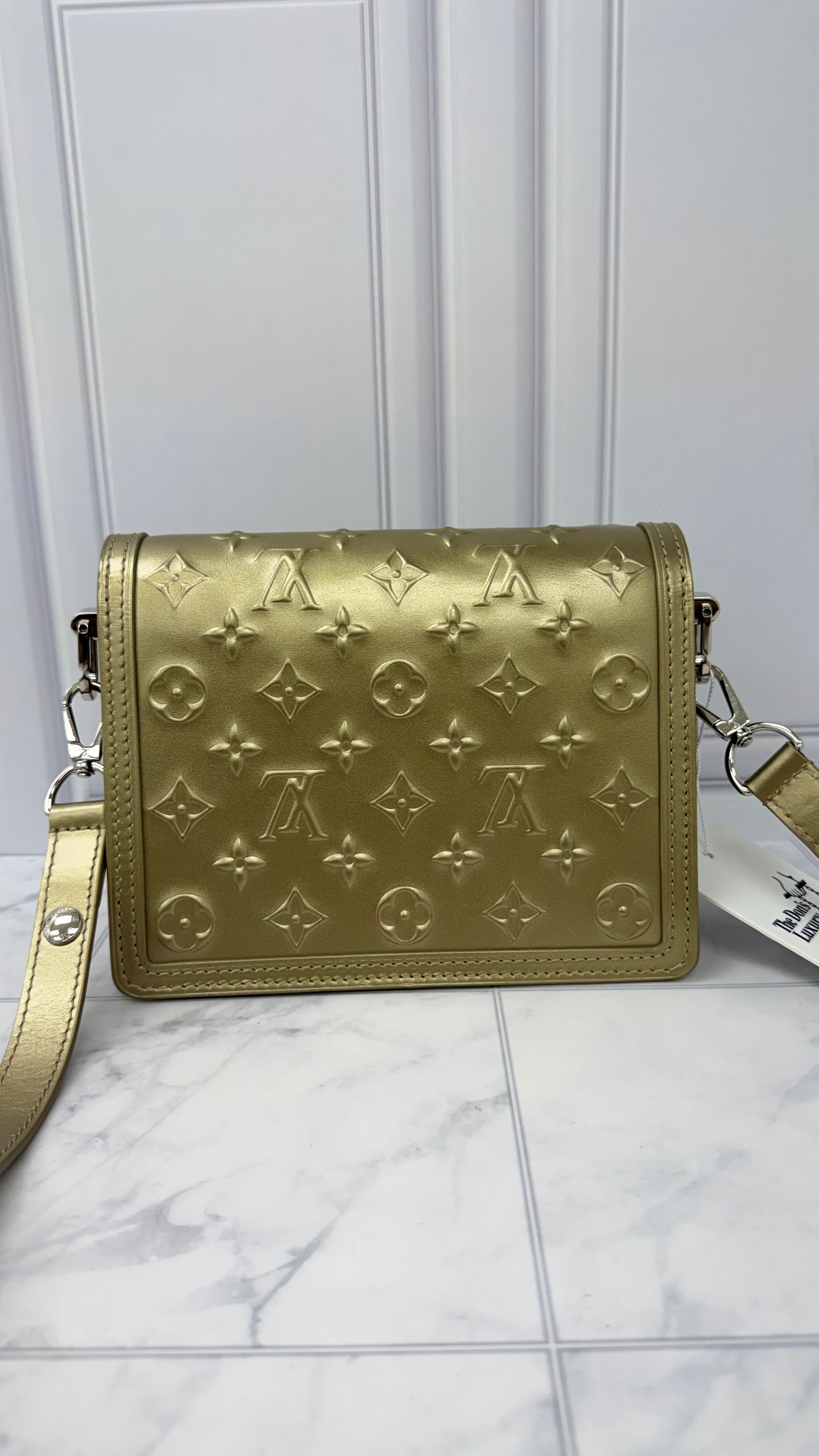 Louis Vuitton Monogram Champagne Gold Metallic Leather Dauphine Bag