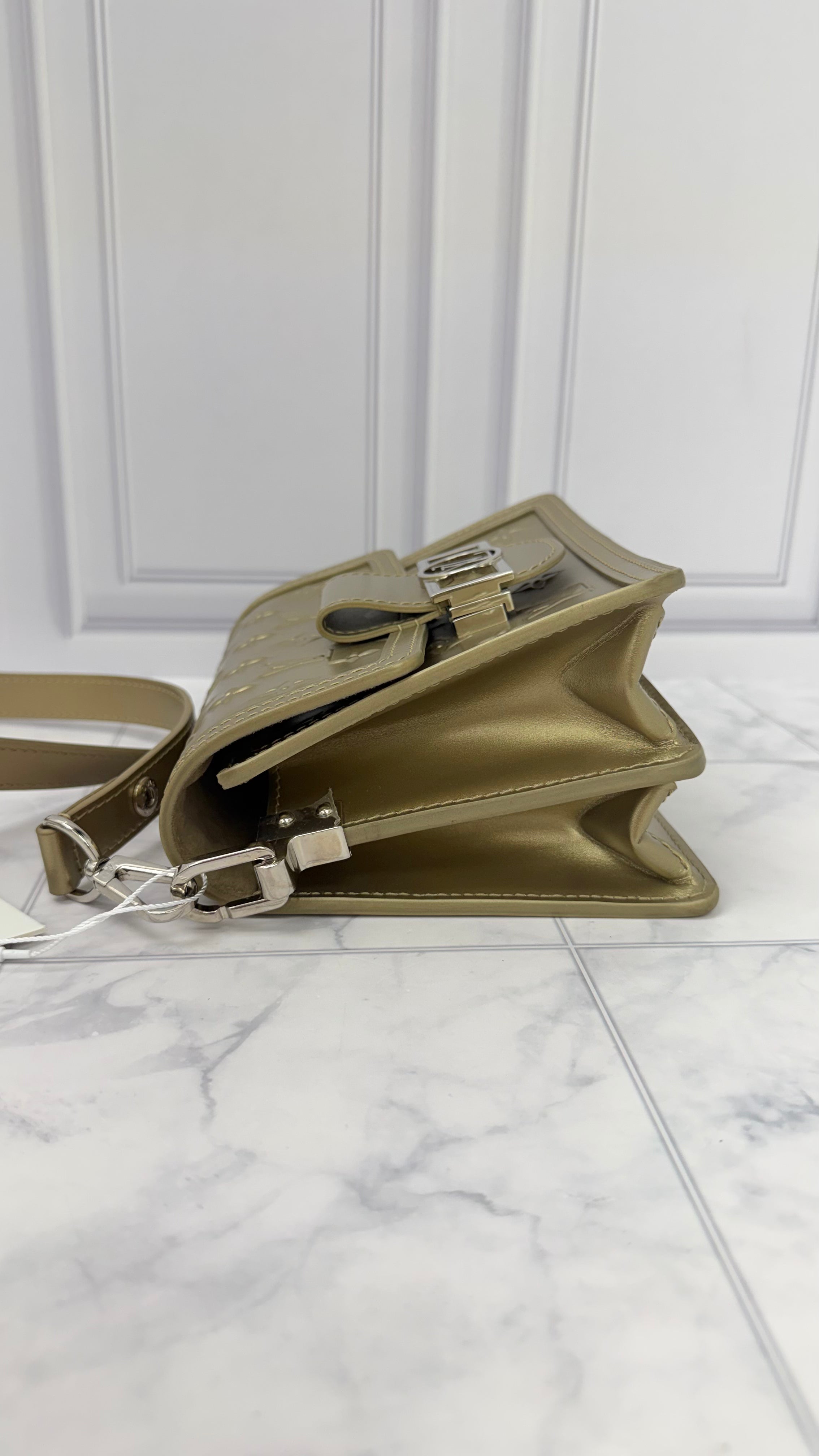 Louis Vuitton Monogram Champagne Gold Metallic Leather Dauphine Bag