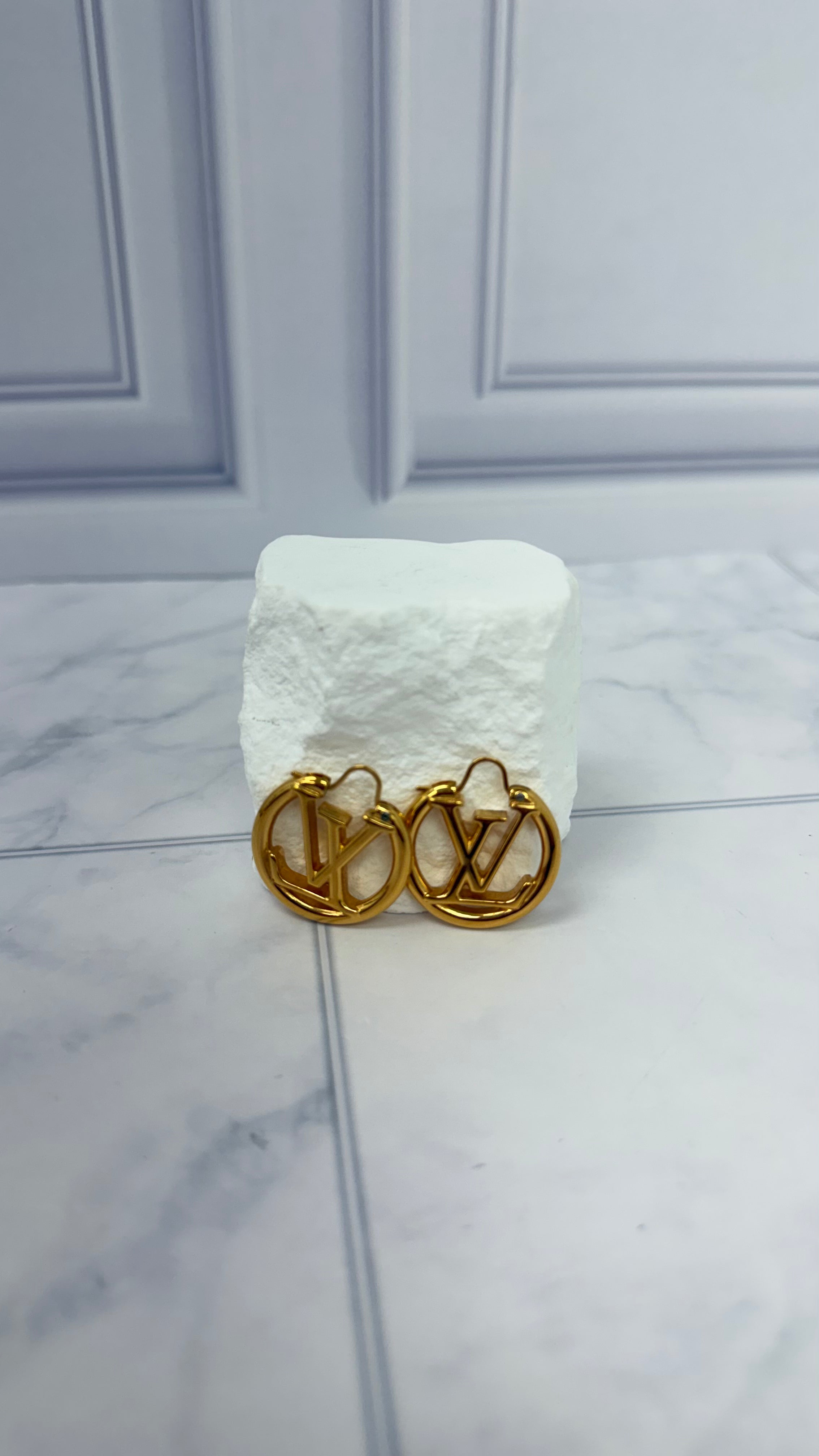 Louis Vuitton Gold Toned Hoop Earrings