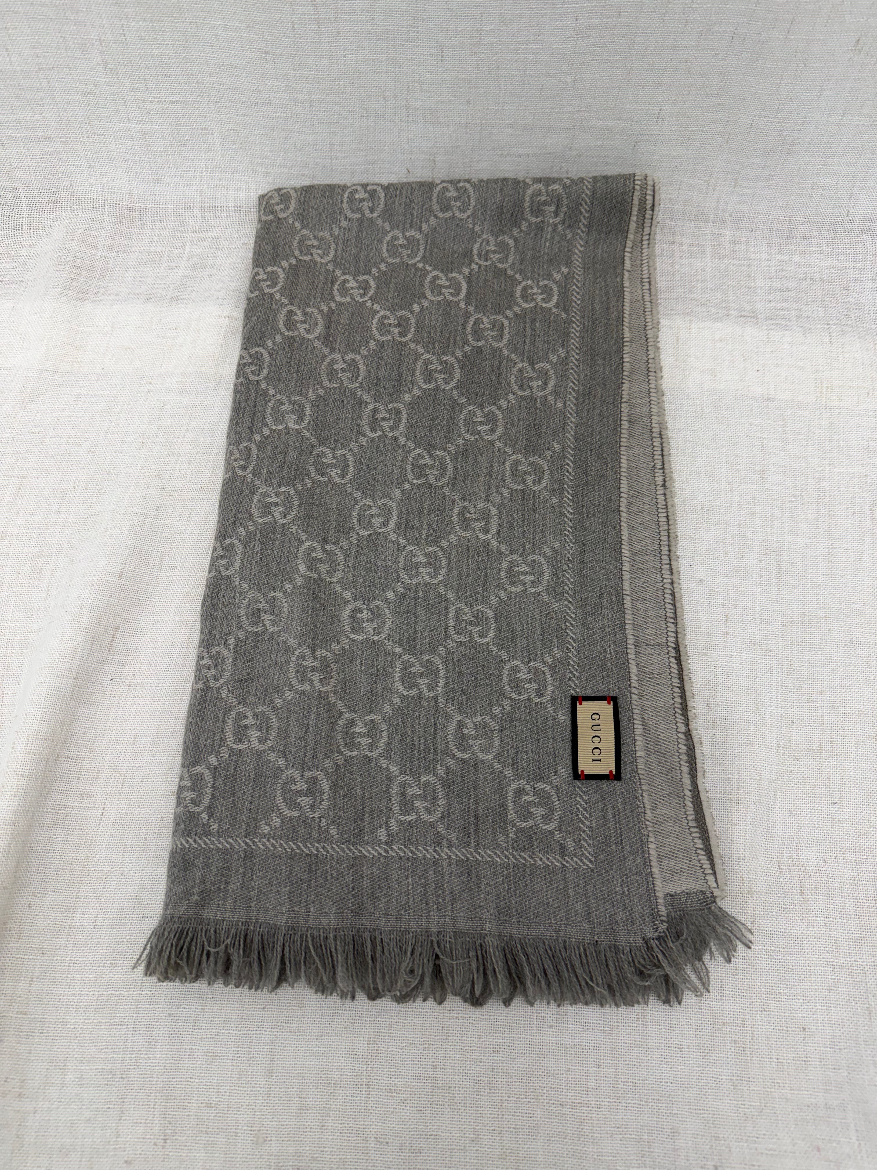 Gucci Grey Reversible GG Scarf