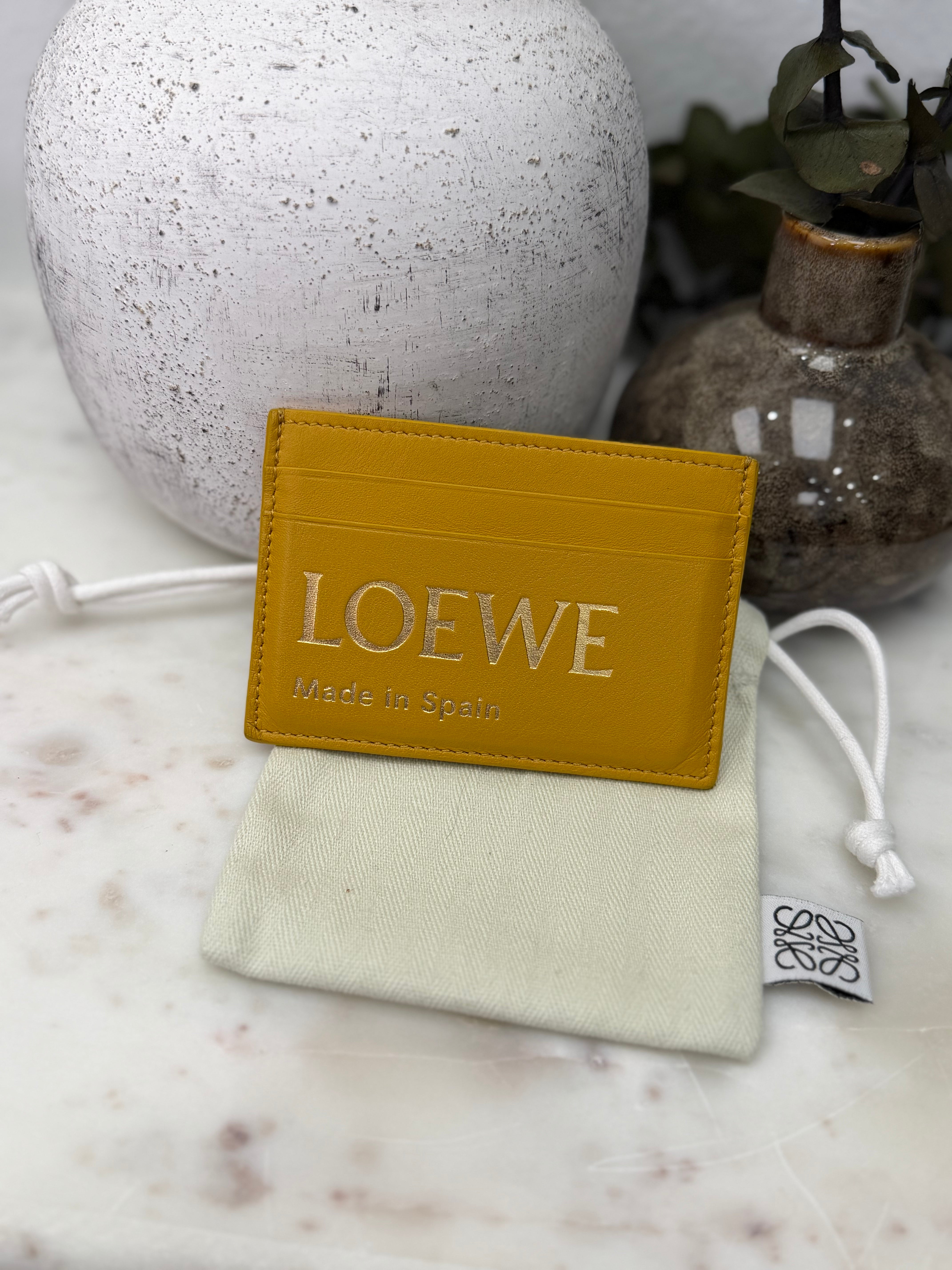 LIKE NEW- Loewe Yellow Nappa Leather Logo embossed Card Case
