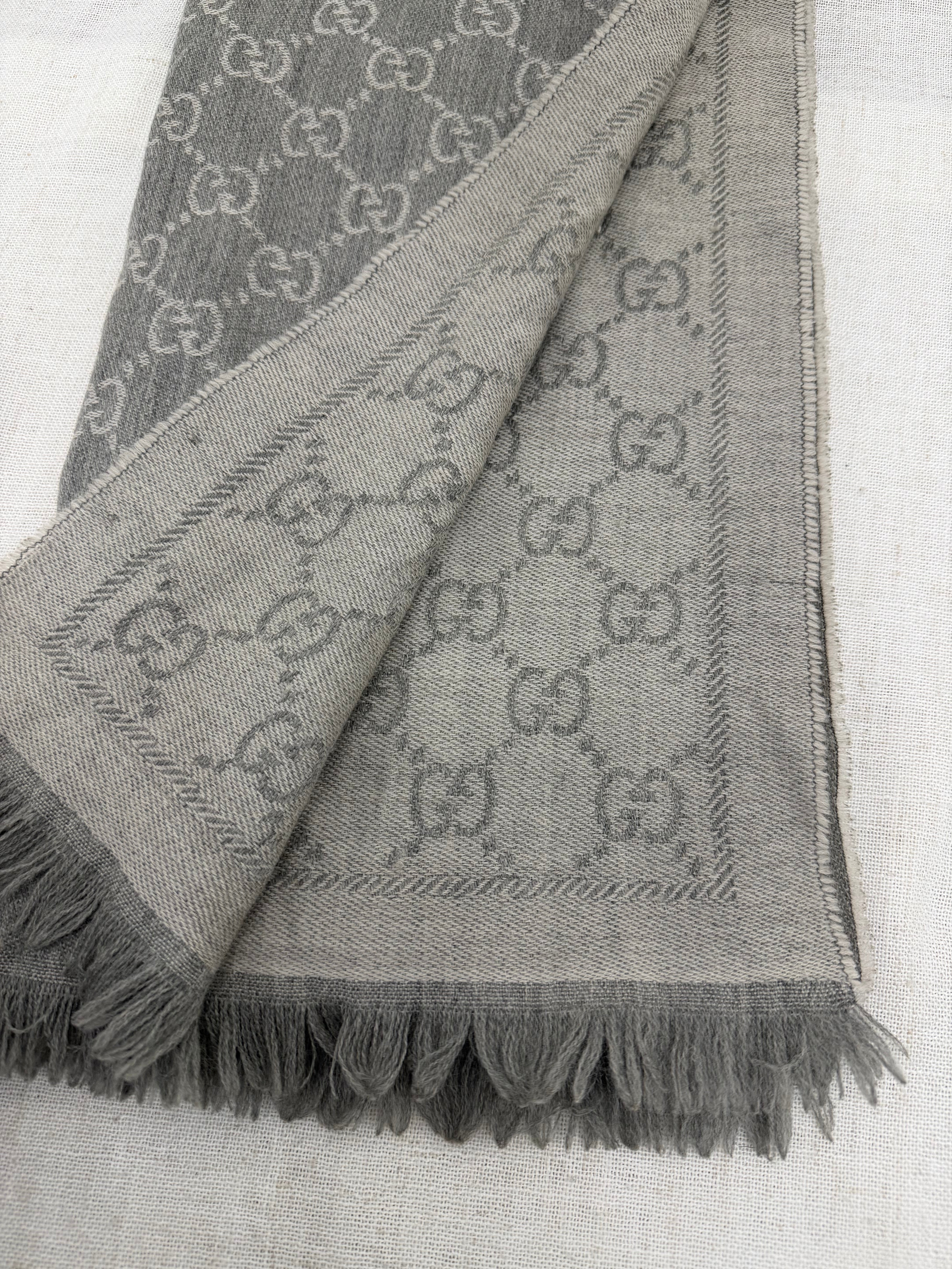 Gucci Grey Reversible GG Scarf