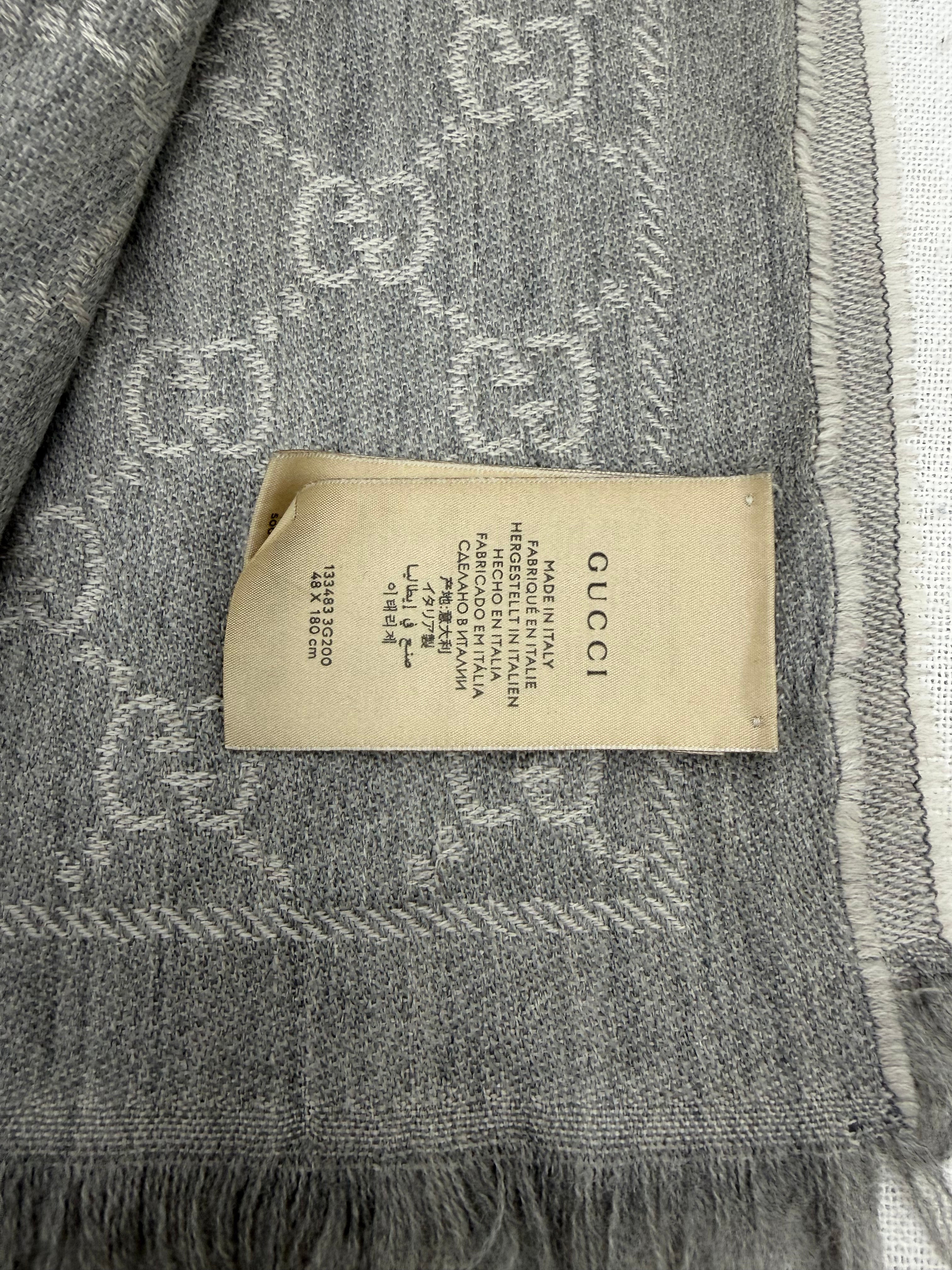 Gucci Grey Reversible GG Scarf