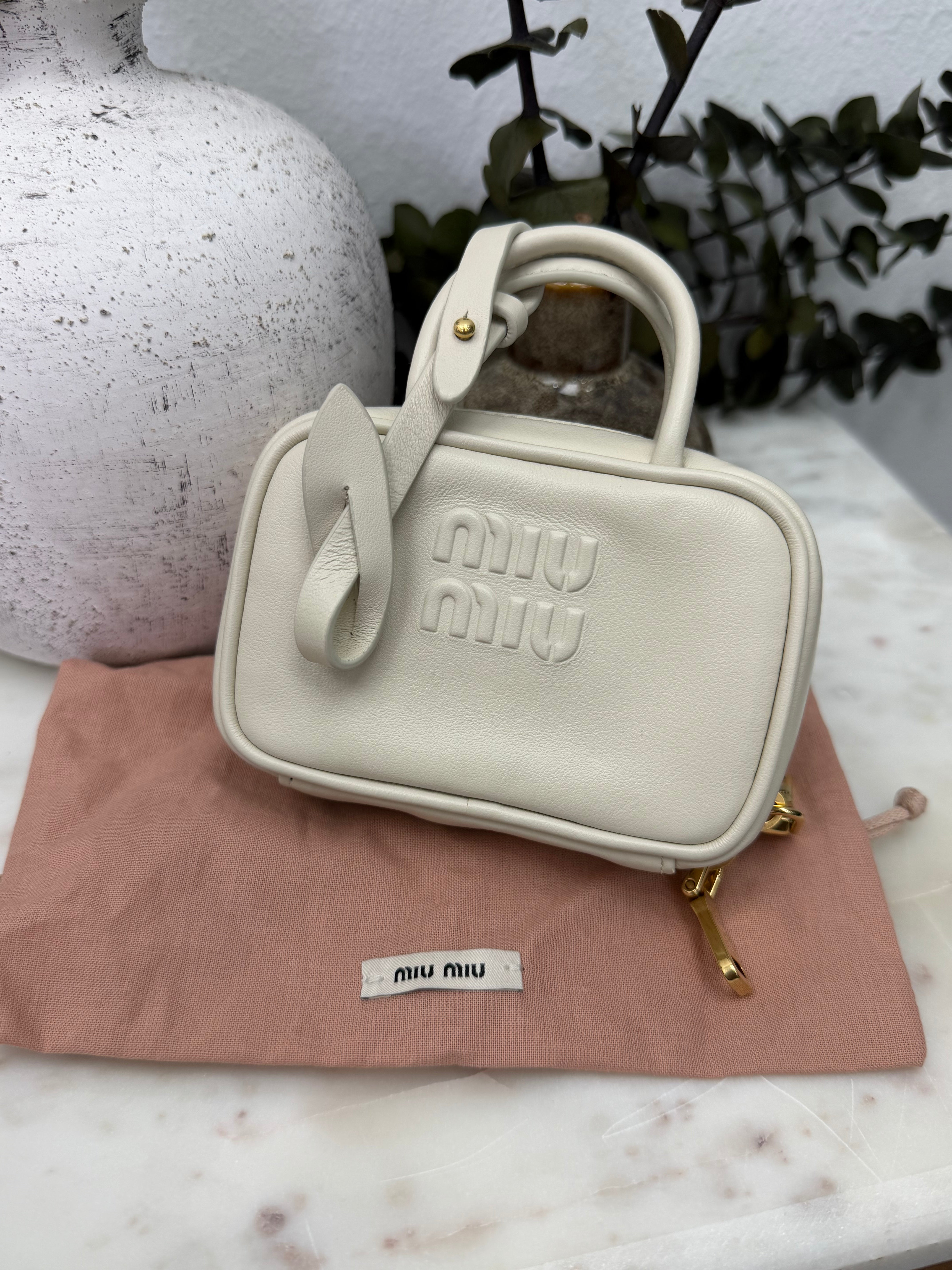 Miu Miu White Matelasse Leather Mini Bag Charm