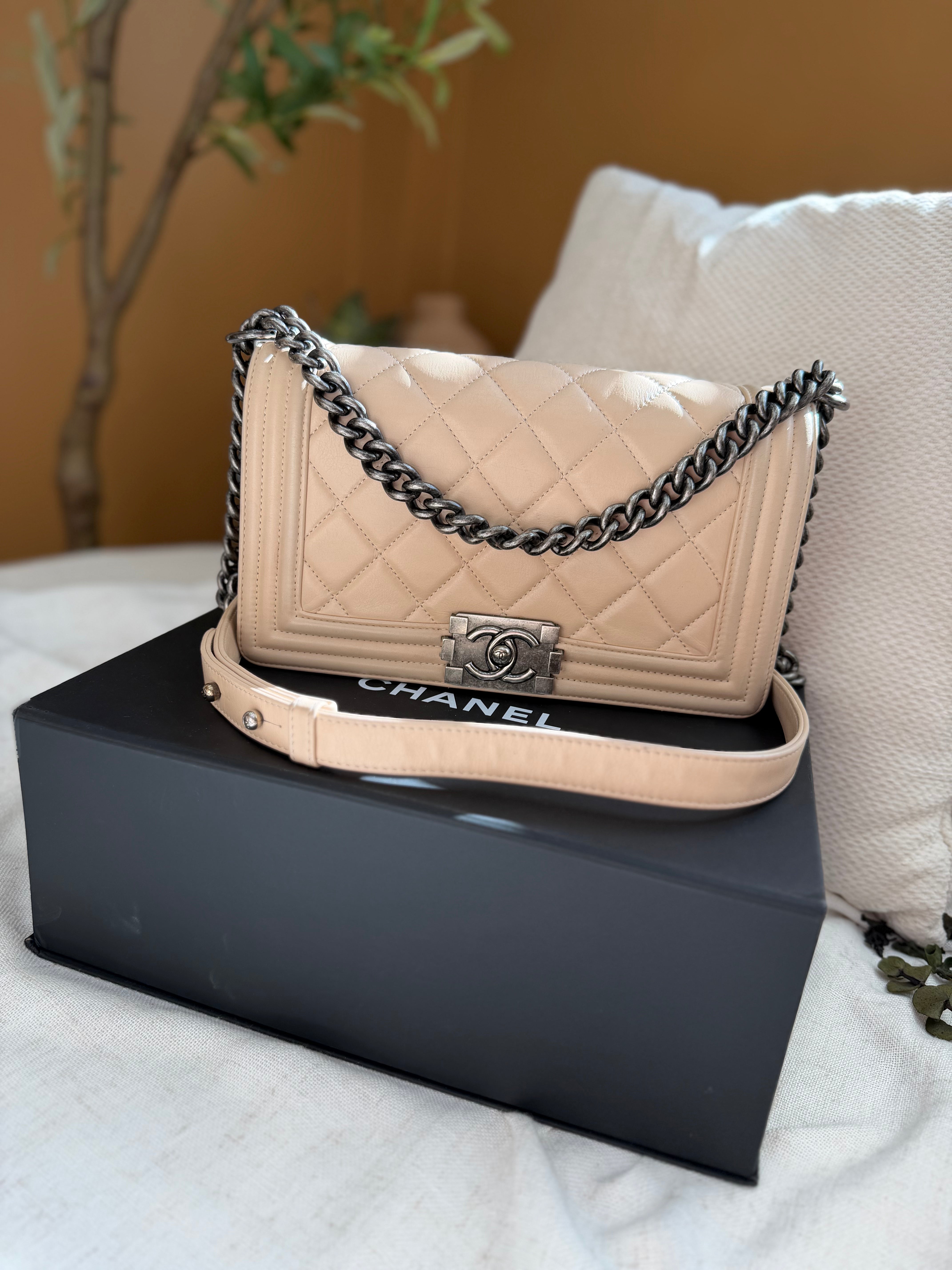 *DONS PRE-DROP* Chanel Beige Quilted Calfskin Medium Boy Flap Bag