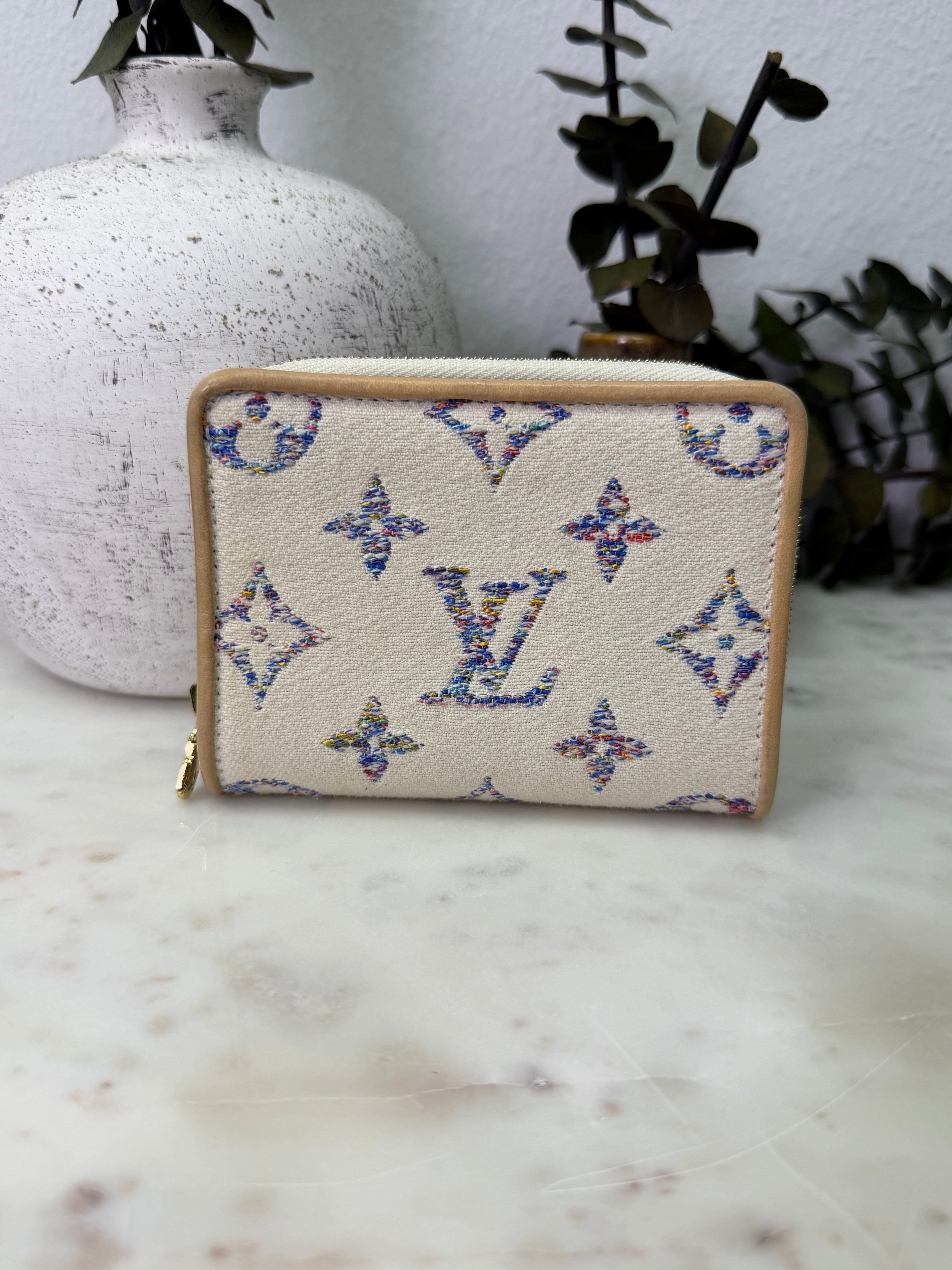 Louis Vuitton White Monogram Jacquard Lou Compact Zippy Wallet