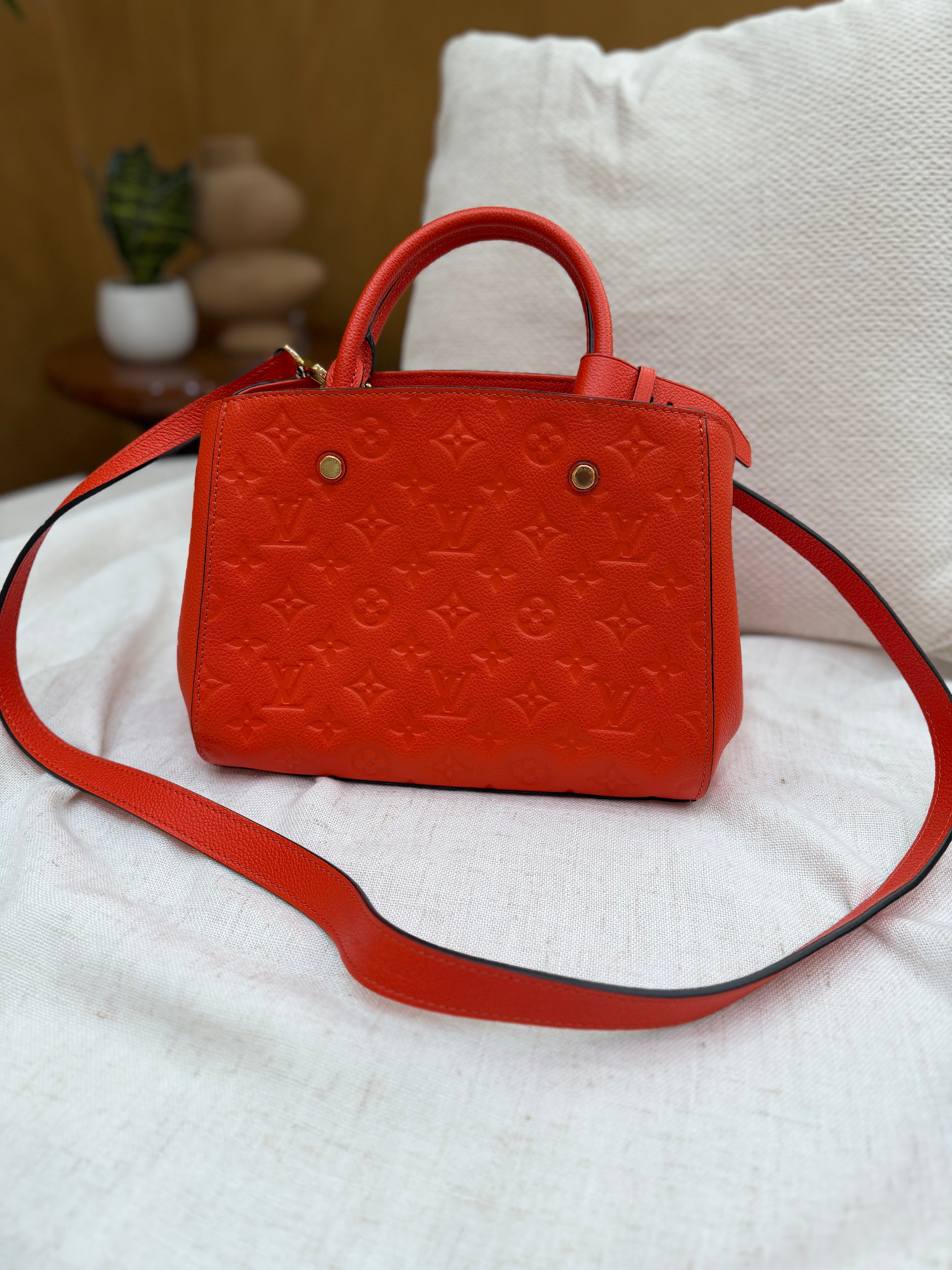 *DONS PRE-DROP* LIKE NEW- Louis Vuitton Orange Empreinte Montaigne BB 2Way Bag