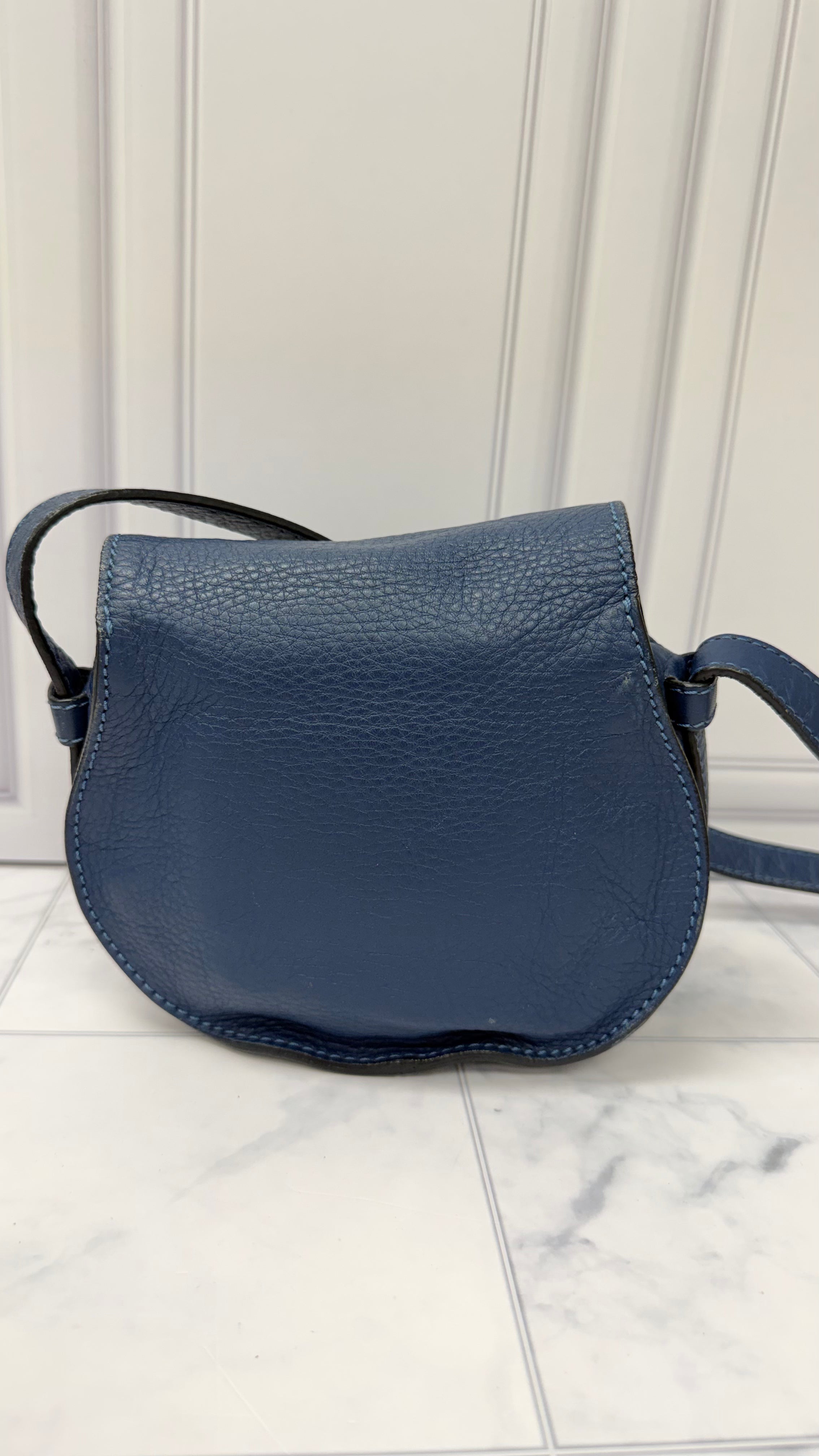 *DONS DROP* Chloe Blue Leather Small Marcie Saddle Bag