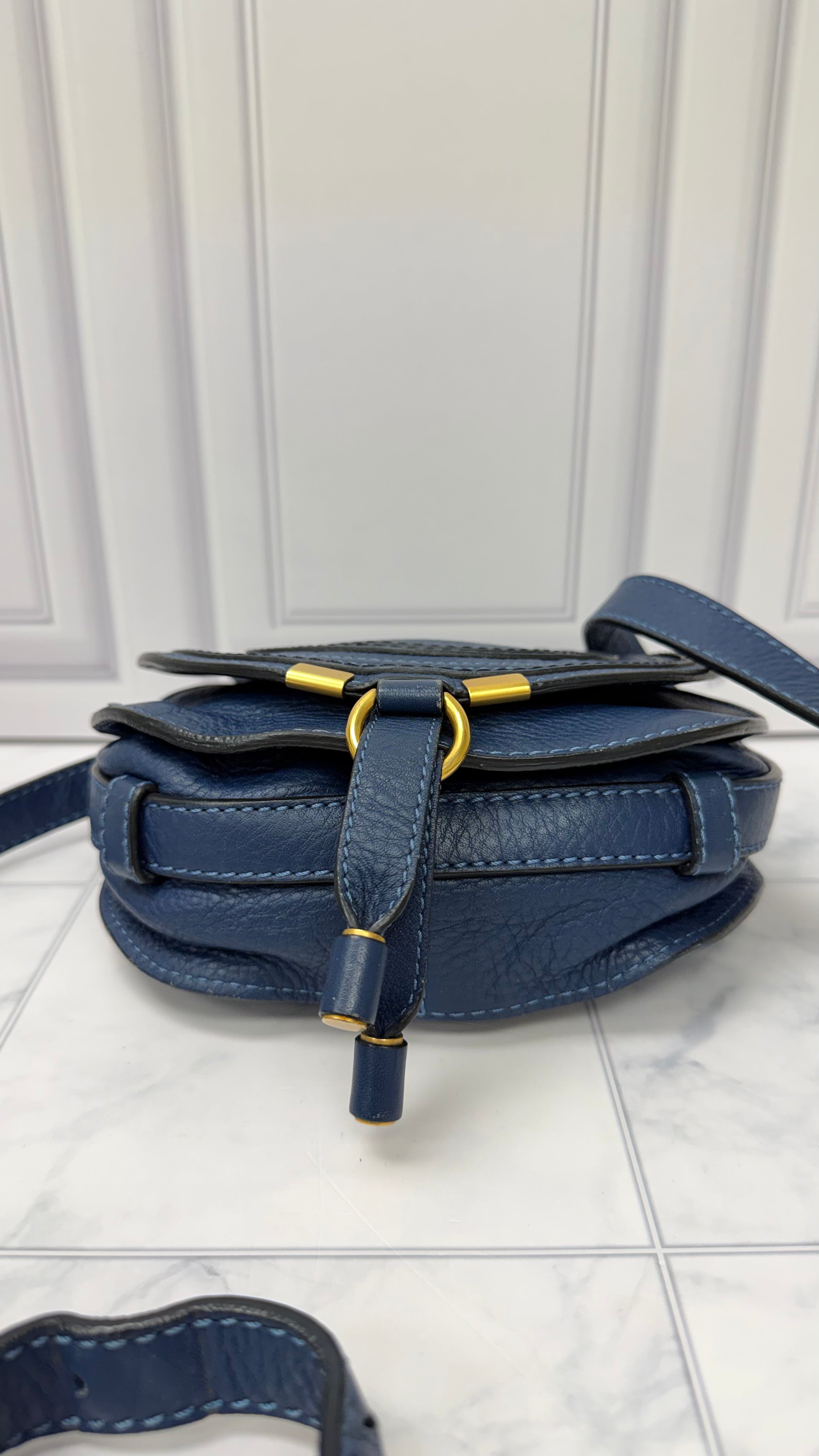 *DONS DROP* Chloe Blue Leather Small Marcie Saddle Bag