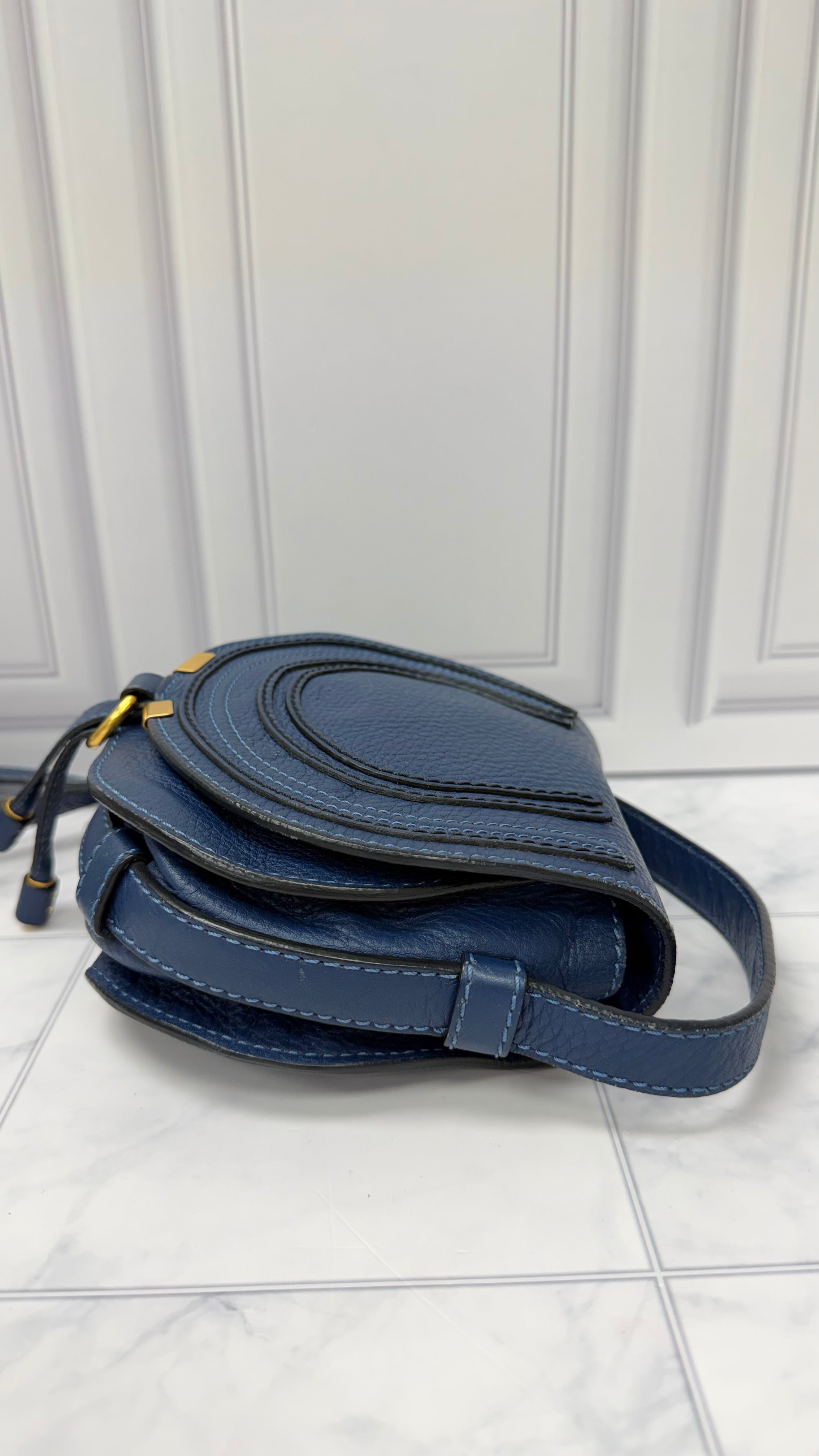 *DONS DROP* Chloe Blue Leather Small Marcie Saddle Bag