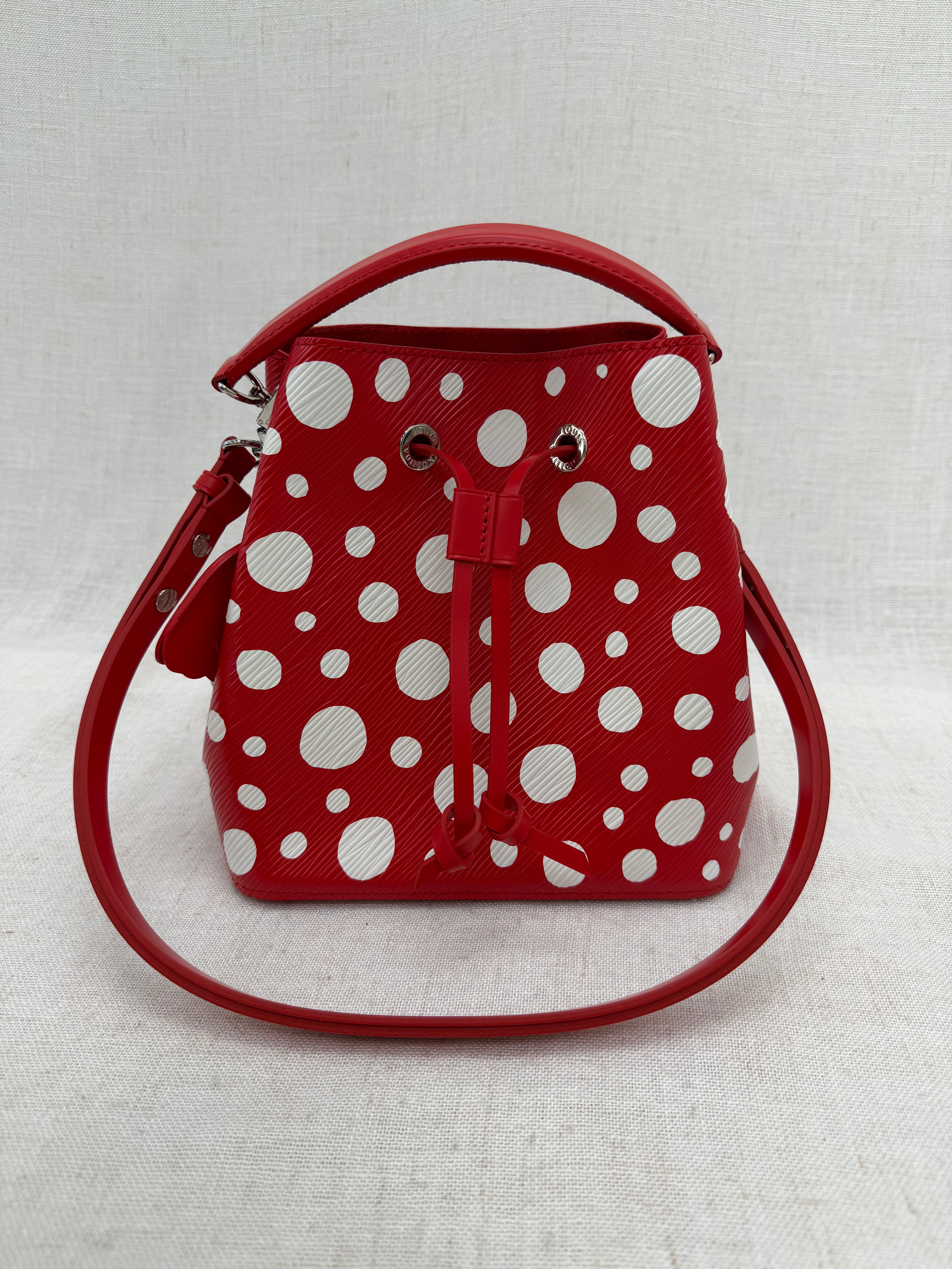 BRAND NEW- Louis Vuitton x Kusama Red Infinity Dots Epi NeoNoe BB Bucket Bag