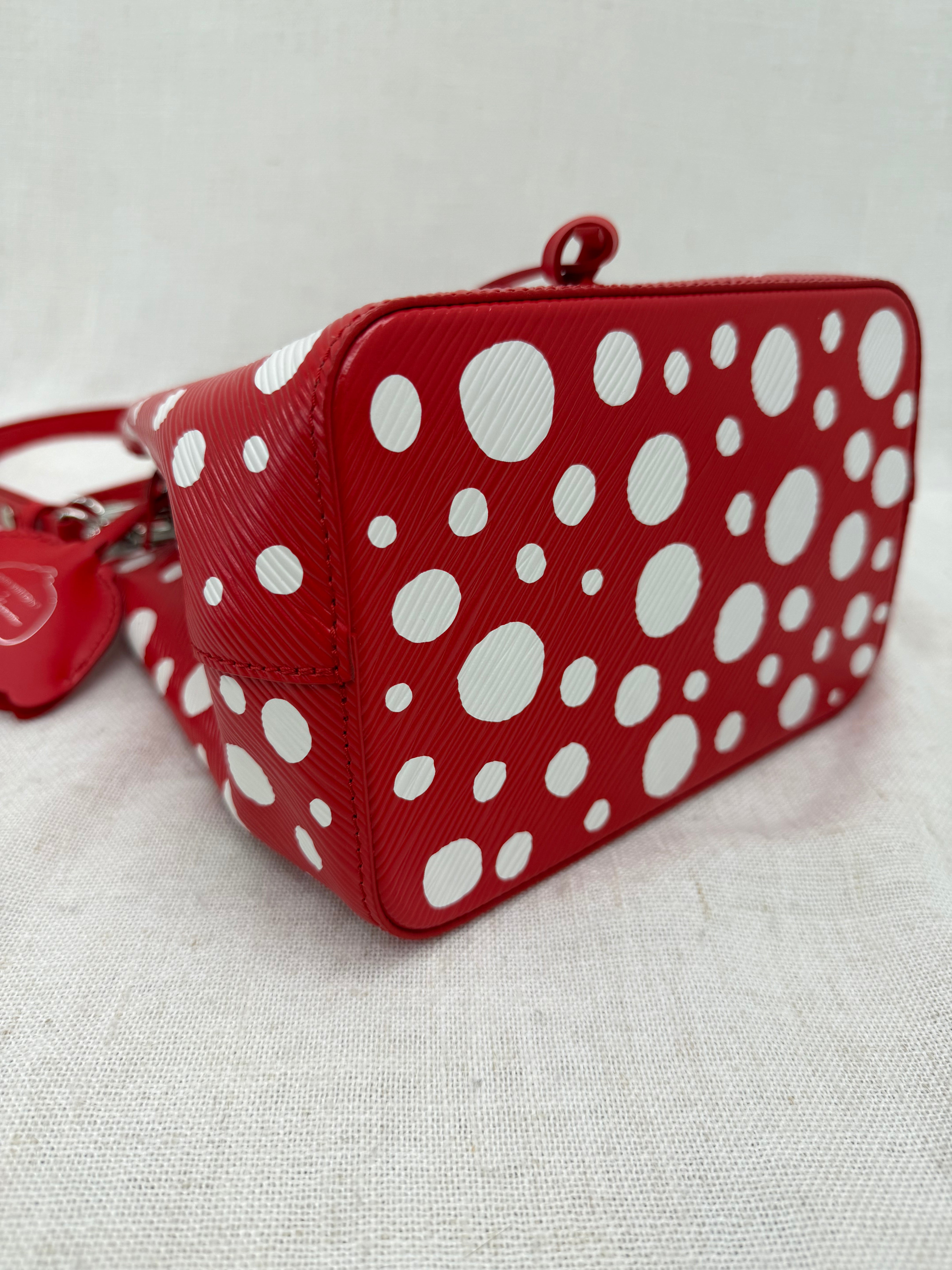 BRAND NEW- Louis Vuitton x Kusama Red Infinity Dots Epi NeoNoe BB Bucket Bag