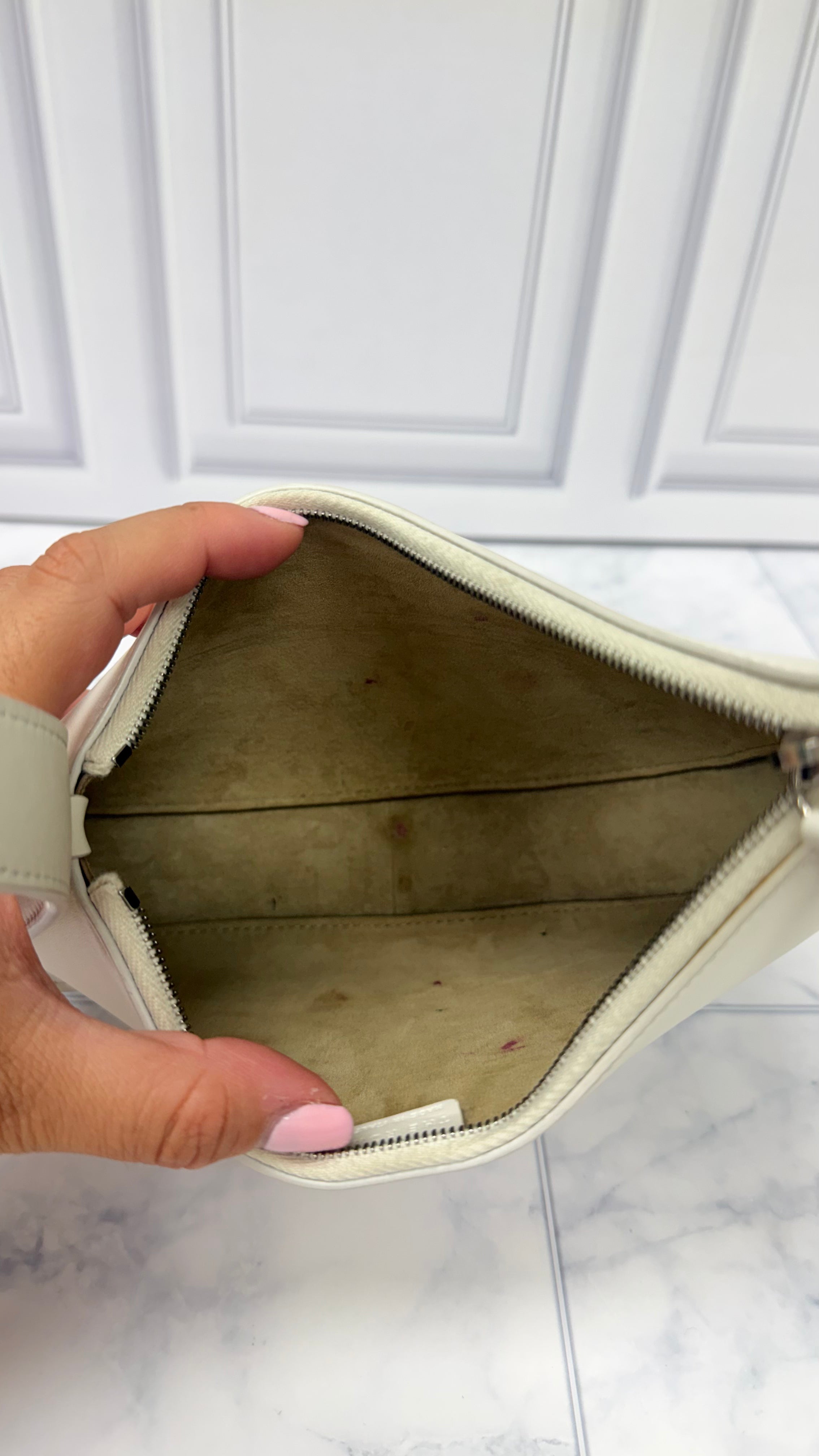 *DONS DROP* The Row White Leather Half Moon Shoulder Bag