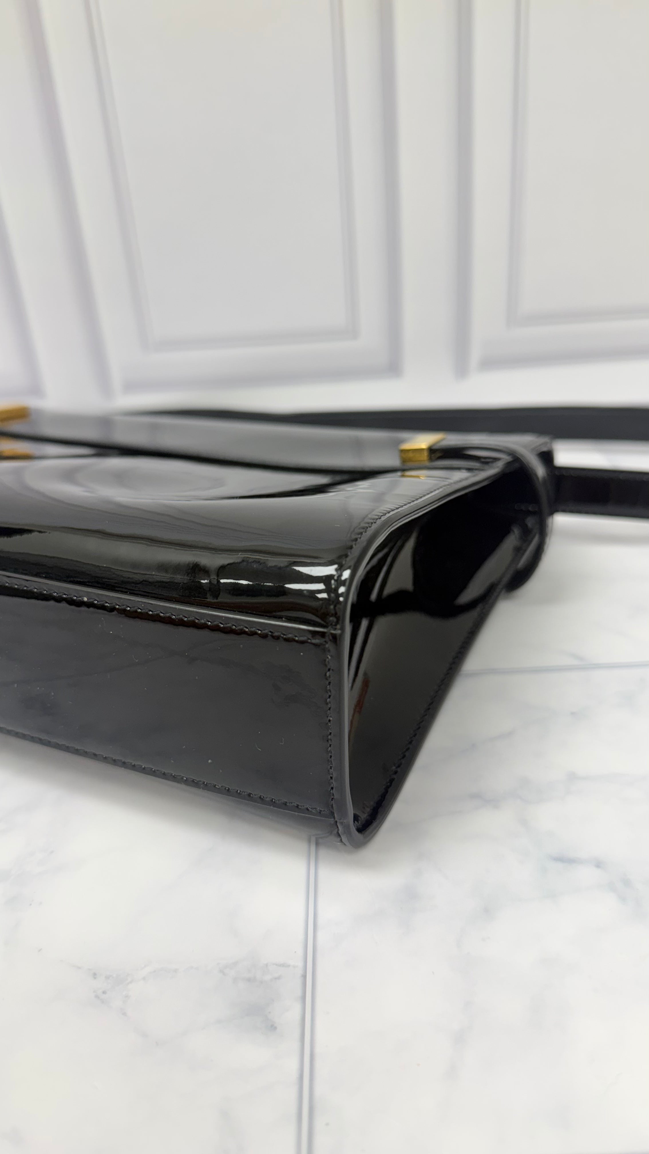 *DONS DROP* Saint Laurent YSL Black Patent Leather Manhattan Shoulder bag