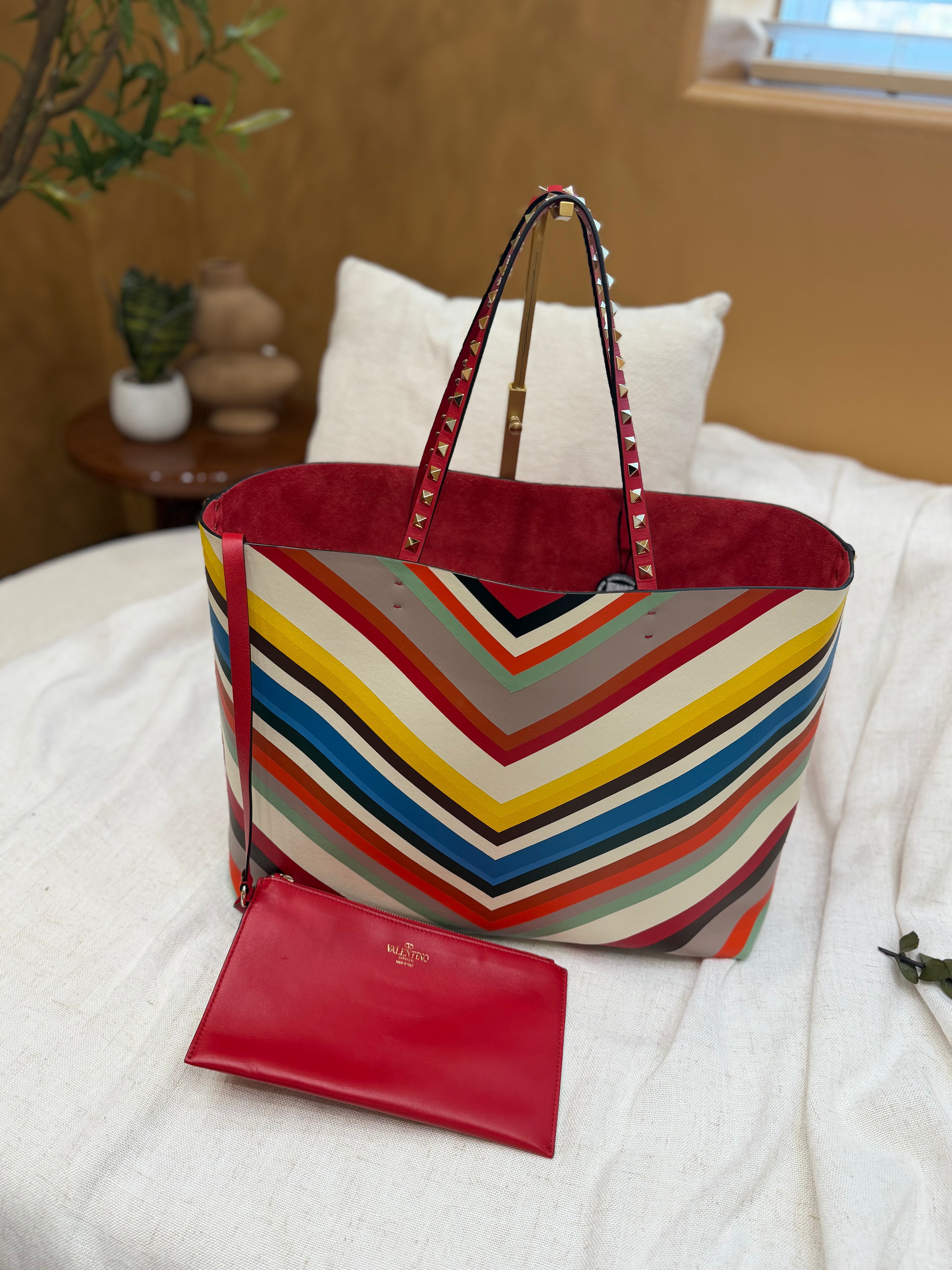 *DONS PRE-DROP* Valentino Multicolor Leather Rockstud Tote Bag