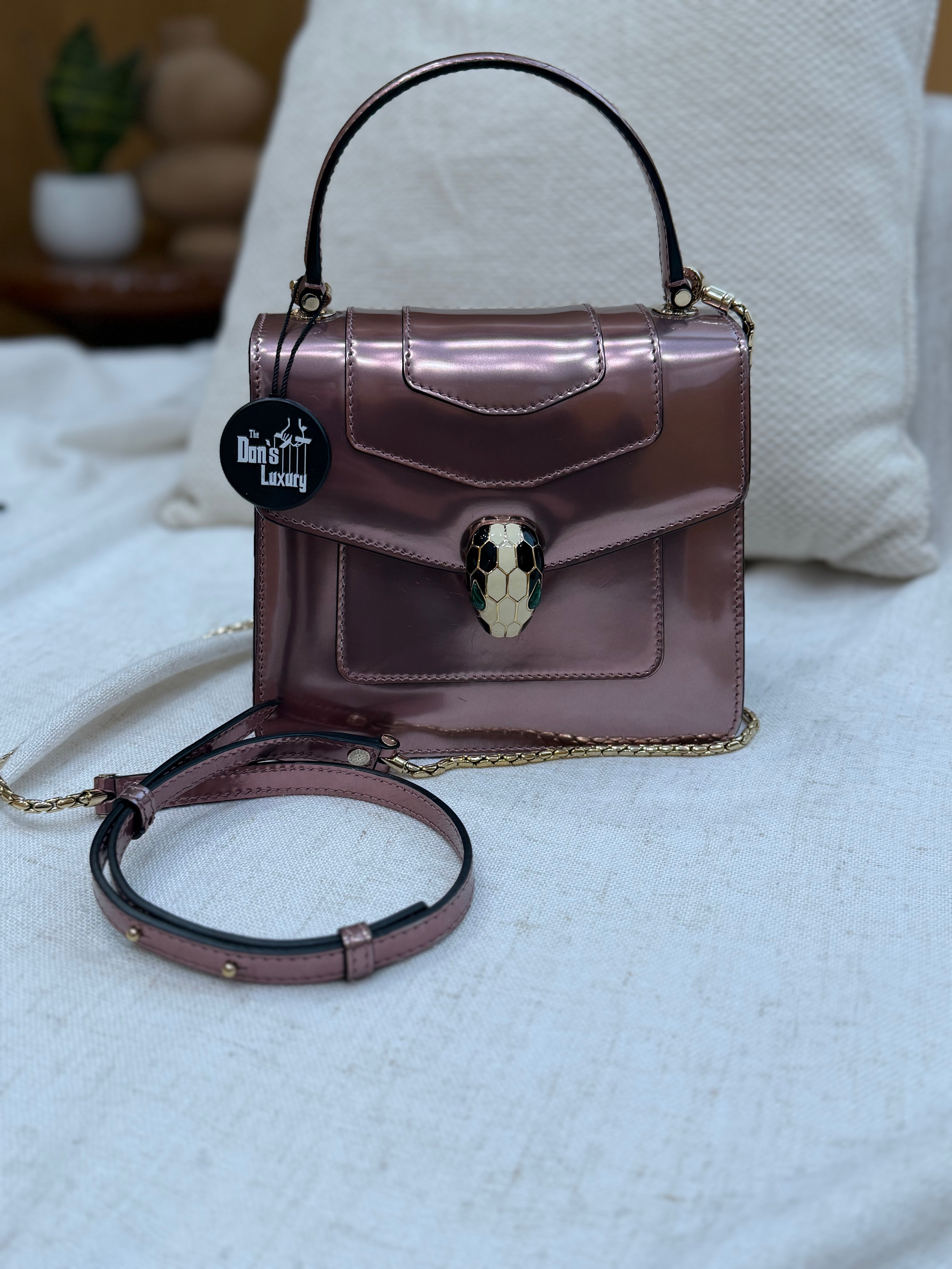 *DONS PRE-DROP* Bvlgari Pink Metallic Leather Serpenti Forever Two Way Bag