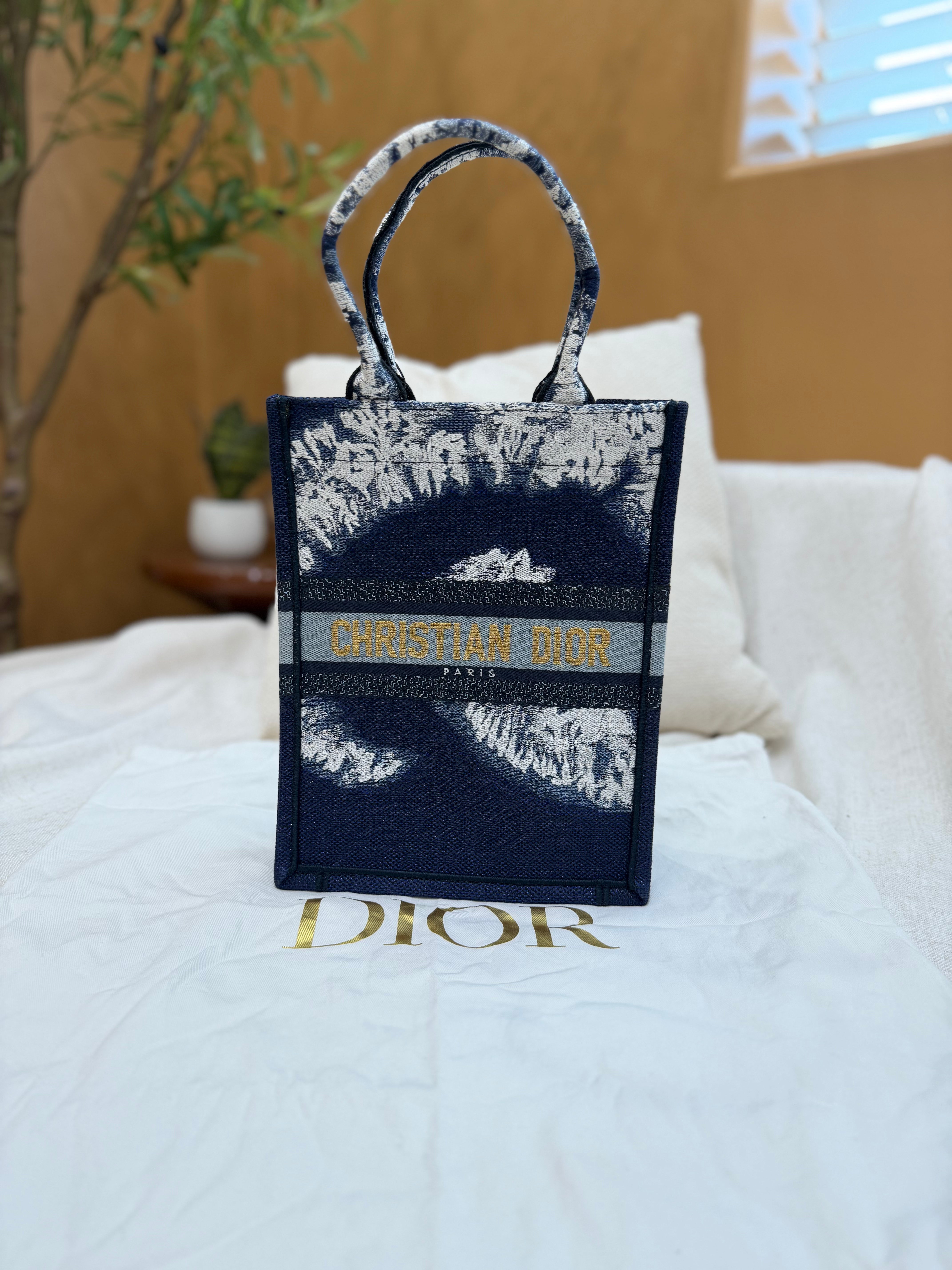 *DONS PRE-DROP* LIKE NEW-Christian Dior Navy Canvas Mini Vertical Book Tote