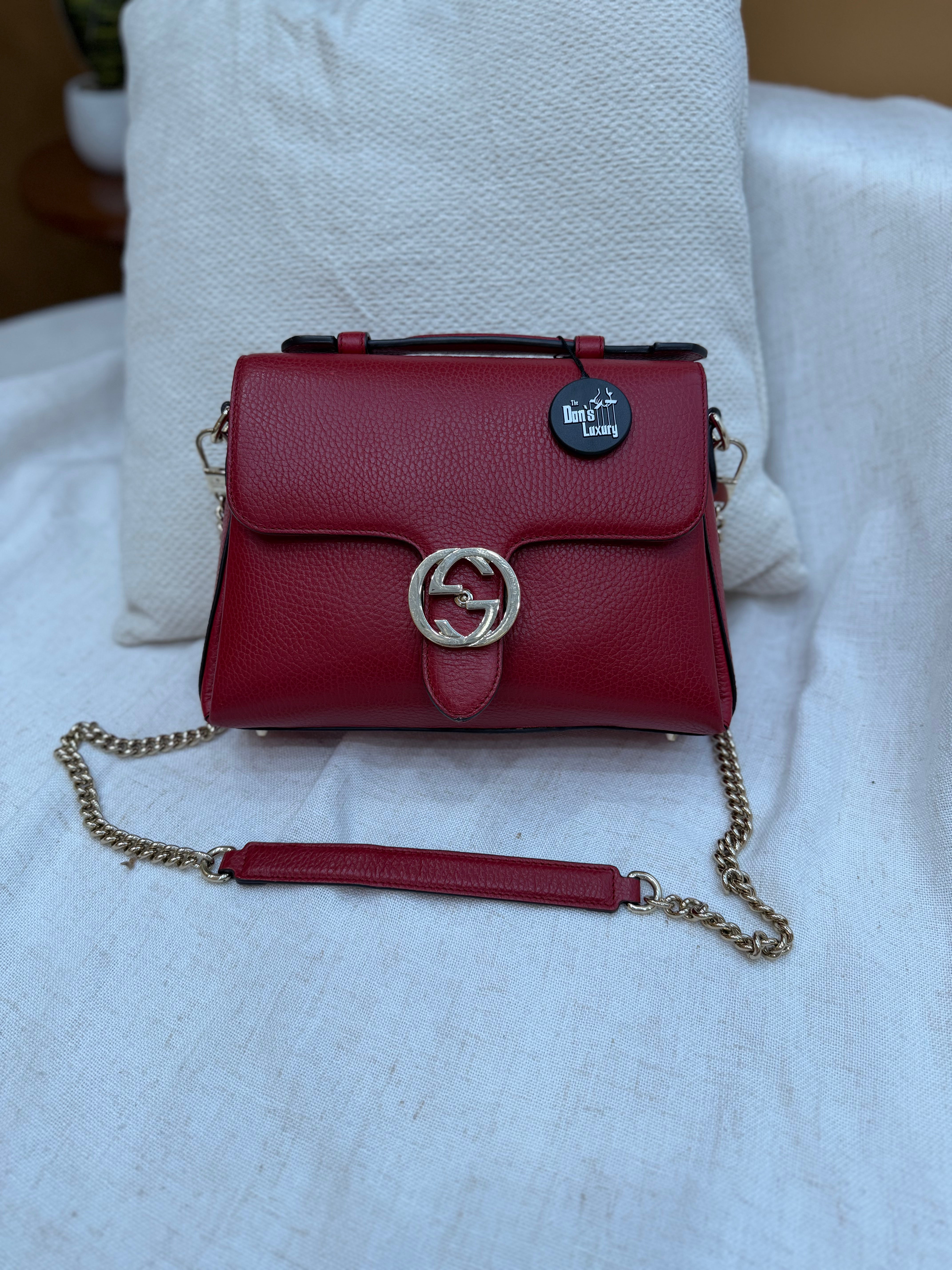 *DONS PRE-DROP* Gucci Red Leather Top Handle Interlocking G Bag