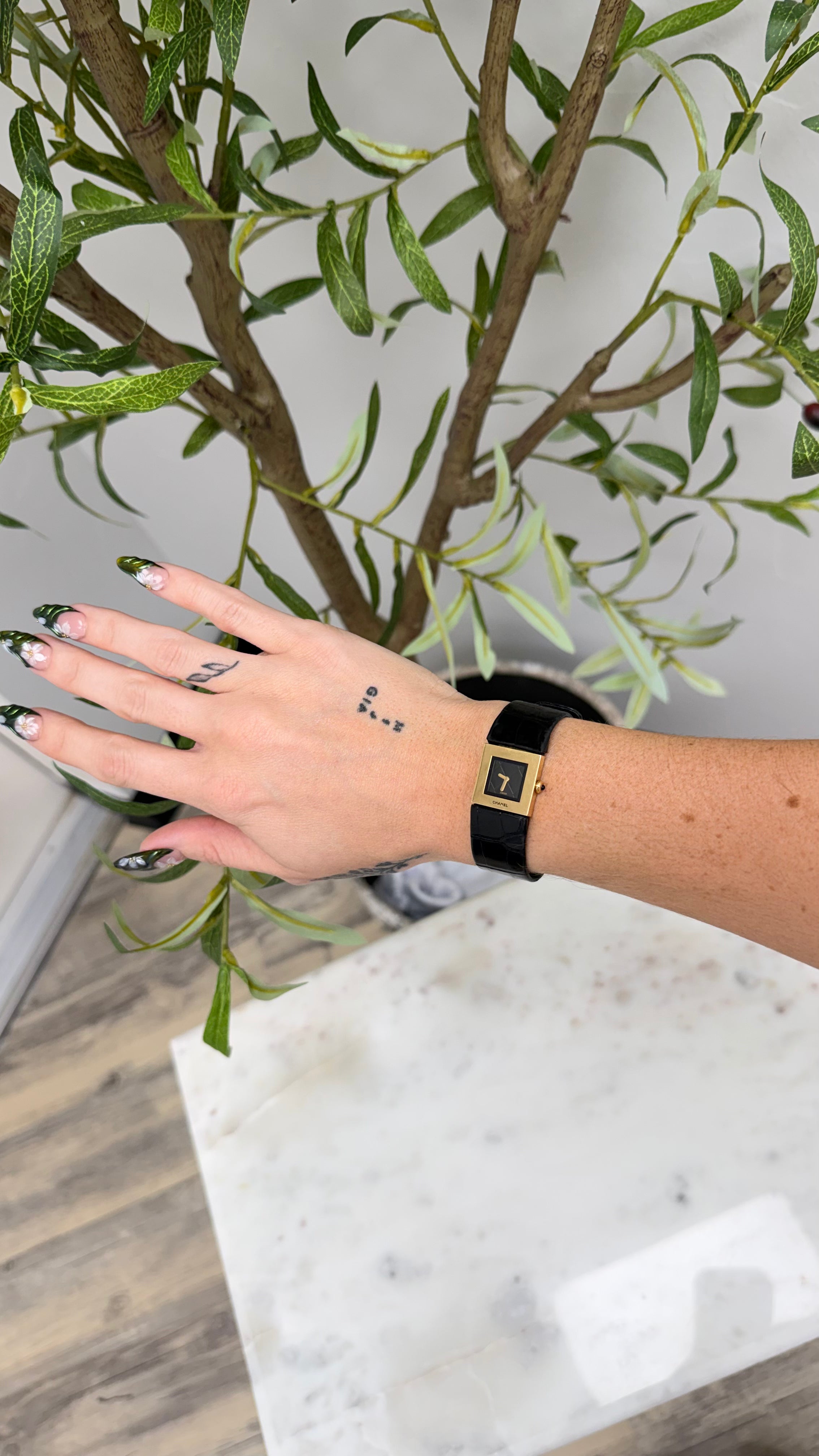 Chanel Black Alligator 19 Matelasse Quartz Watch