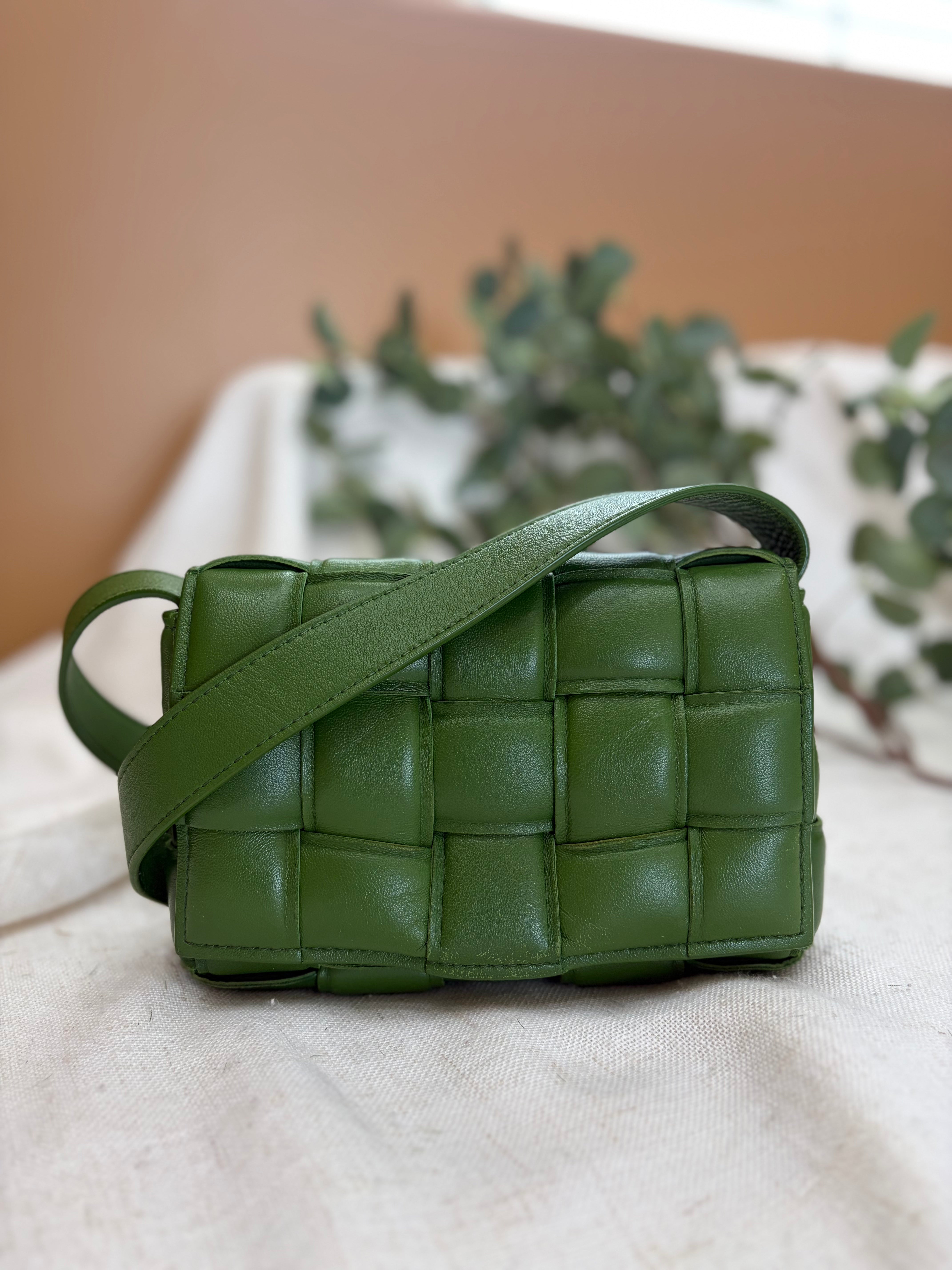Bottega Veneta Green Padded Intrecciato Leather Crossbody Bag