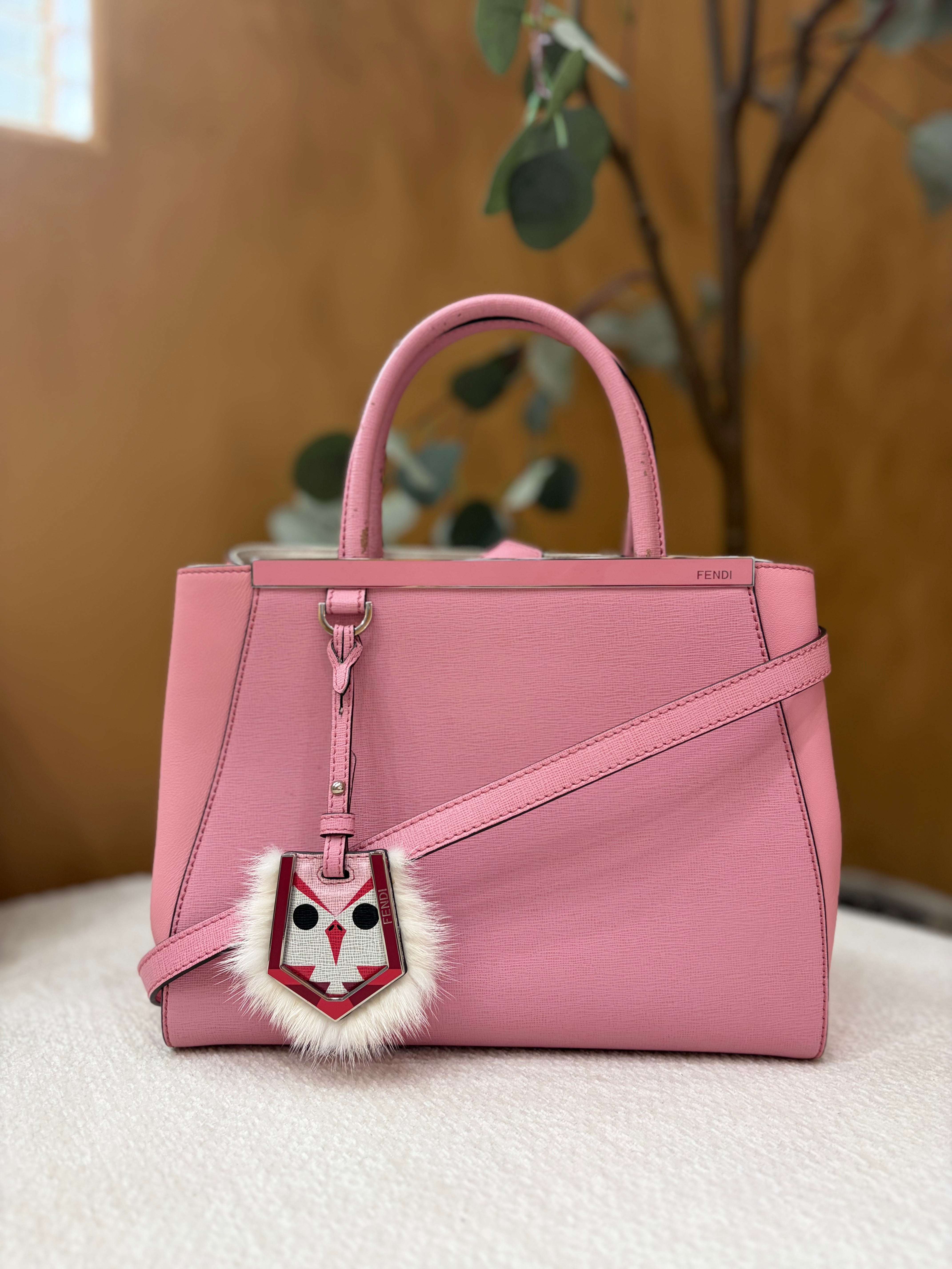 Fendi Pink Leather Petite 2Jours Monster Tote Bag