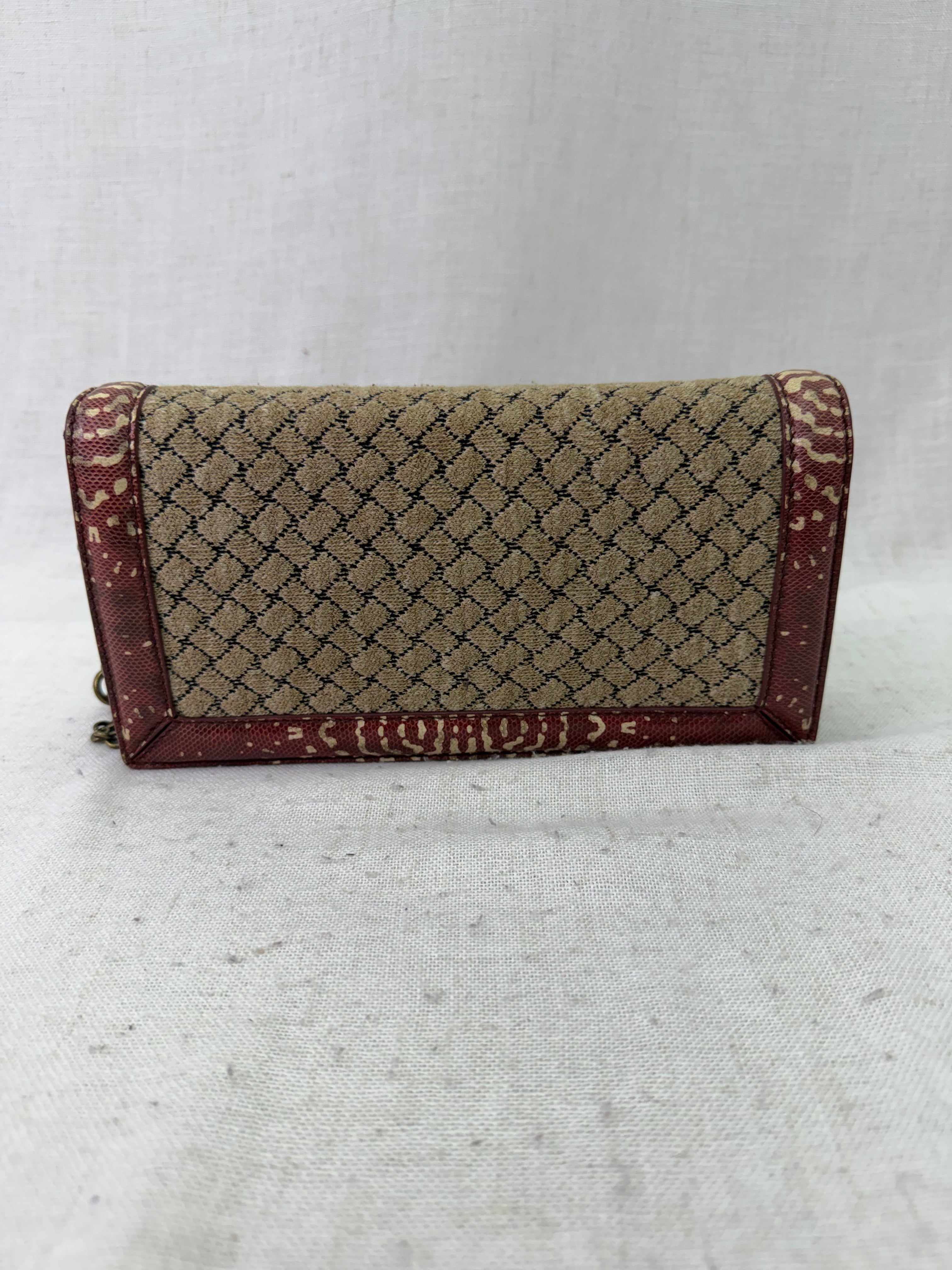 Bottega Veneta Knit Intrecciato & Snakeskin Trim Olimpia Knot Chain Clutch