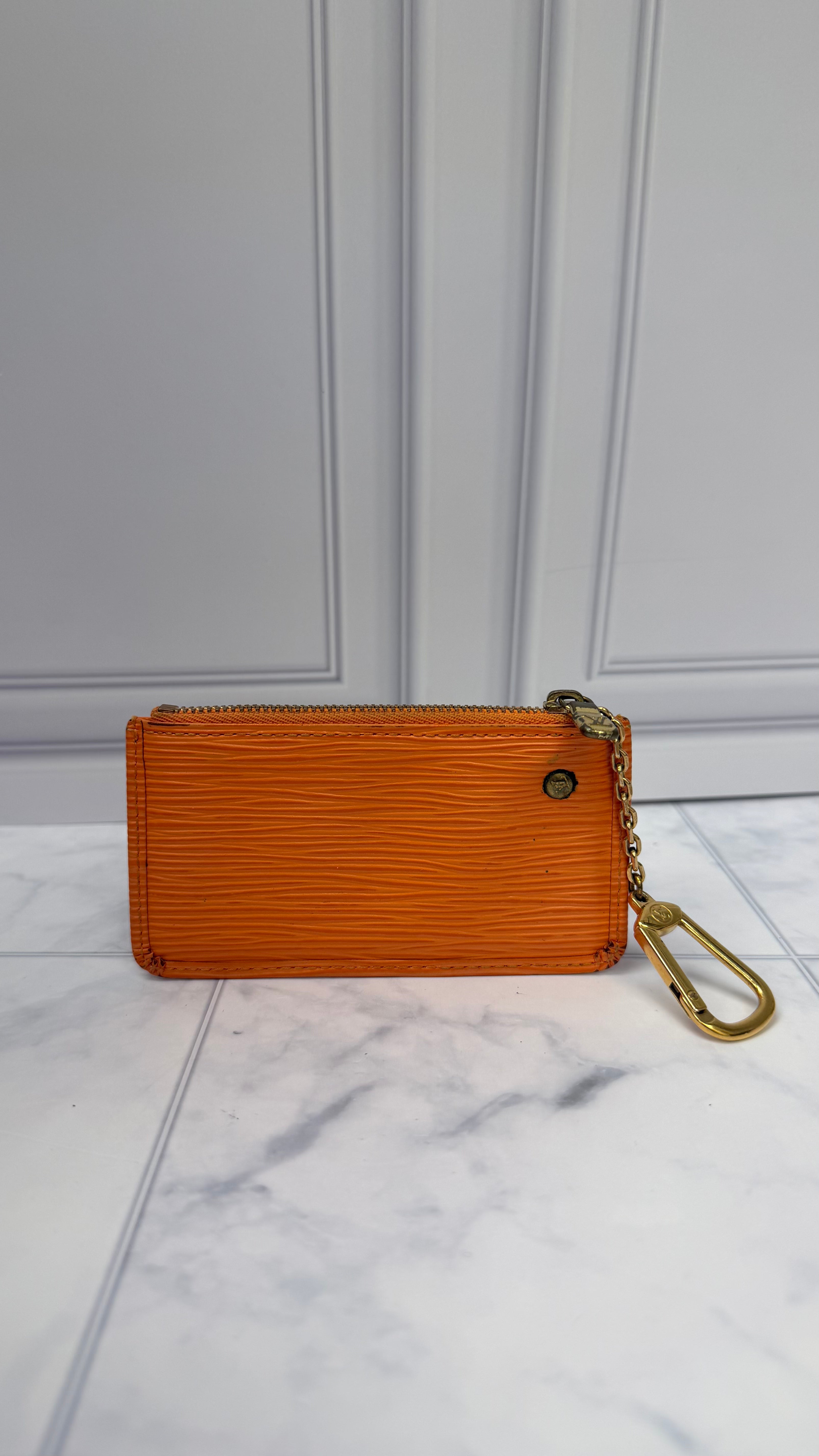 Louis Vuitton Orange Epi Leather Key Cles