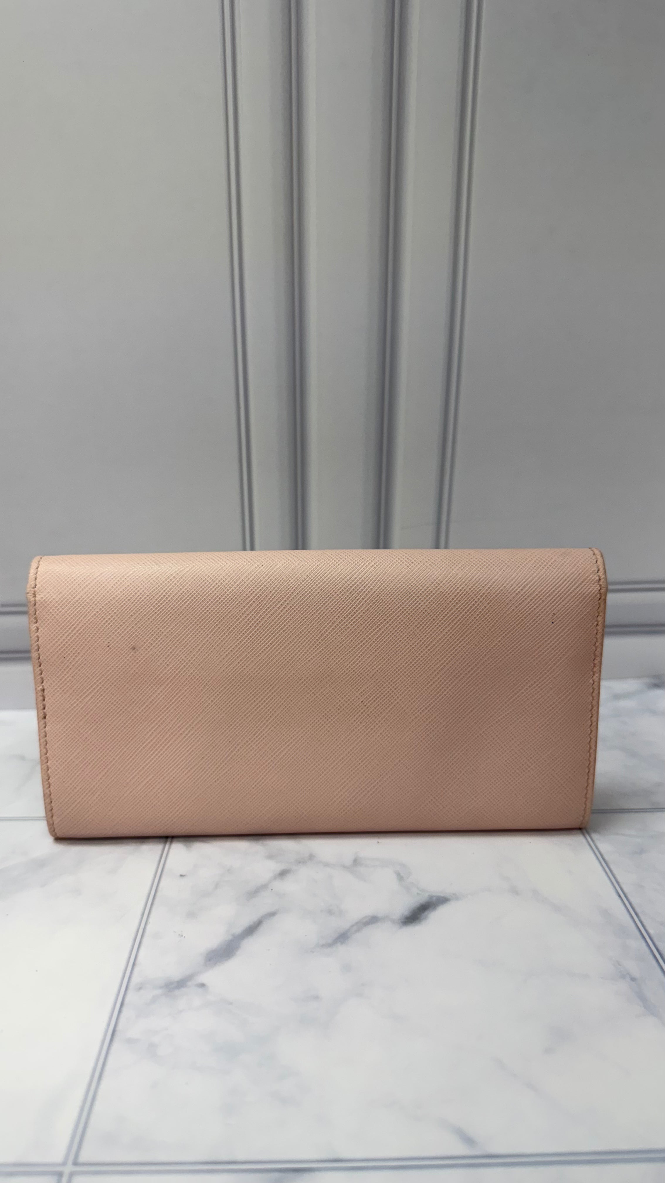 Salvatore Ferragamo Pink Saffiano Leather Flap Wallet