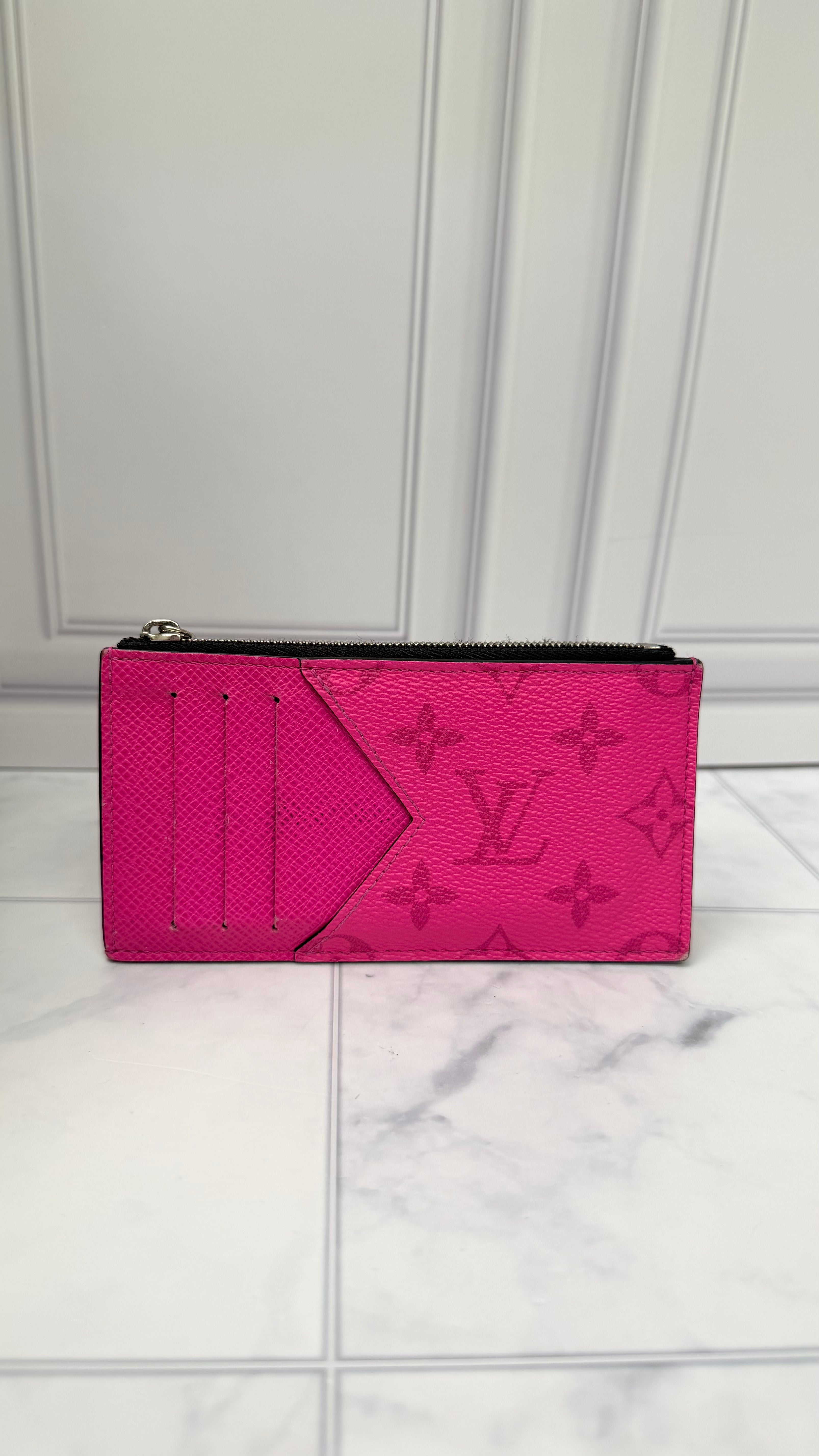 Louis Vuitton Hot Pink Monogram Taigarama Leather Coin Card Holder