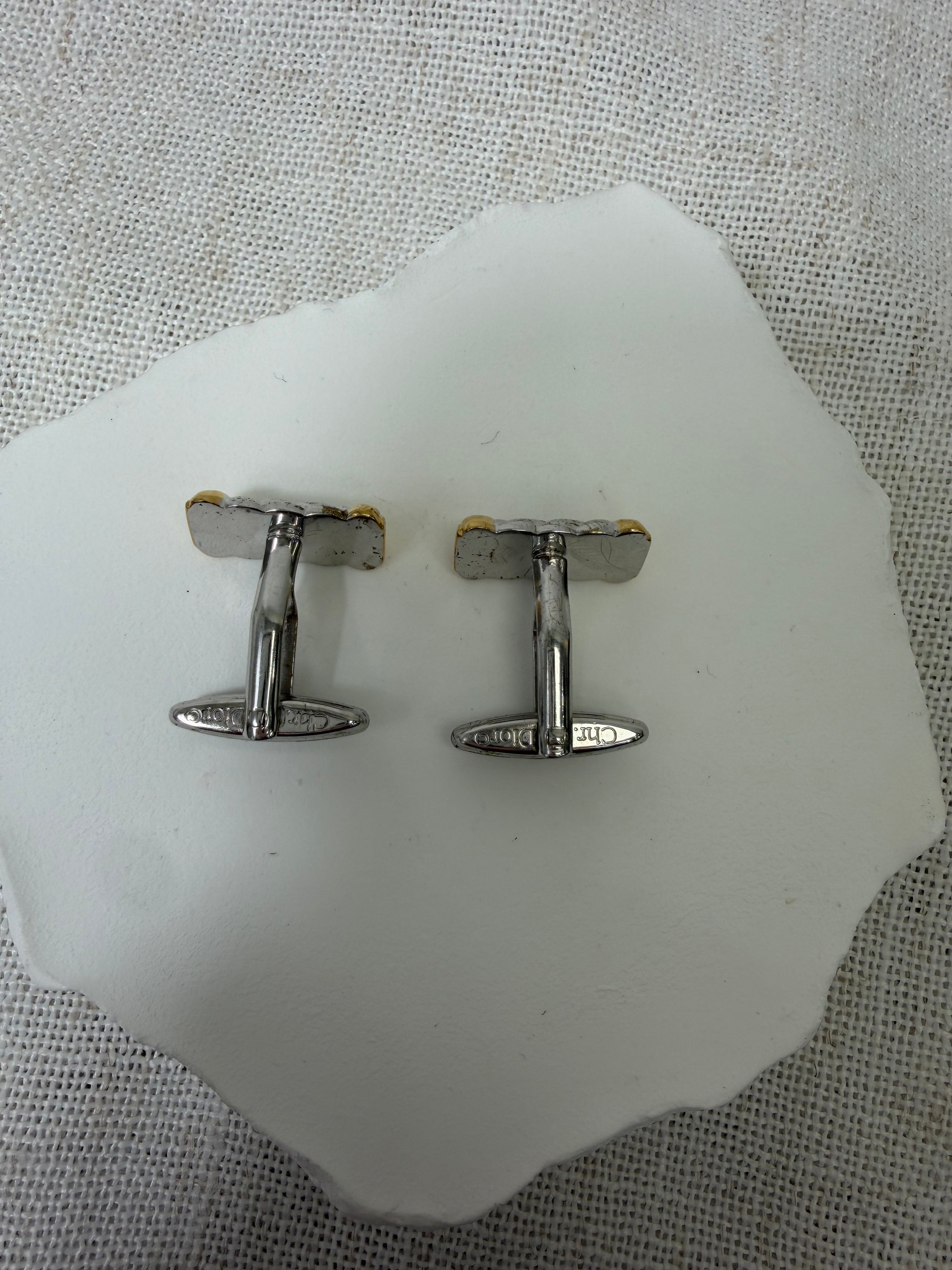 Christian Dior Two Tone Cufflinks & Tie Clip