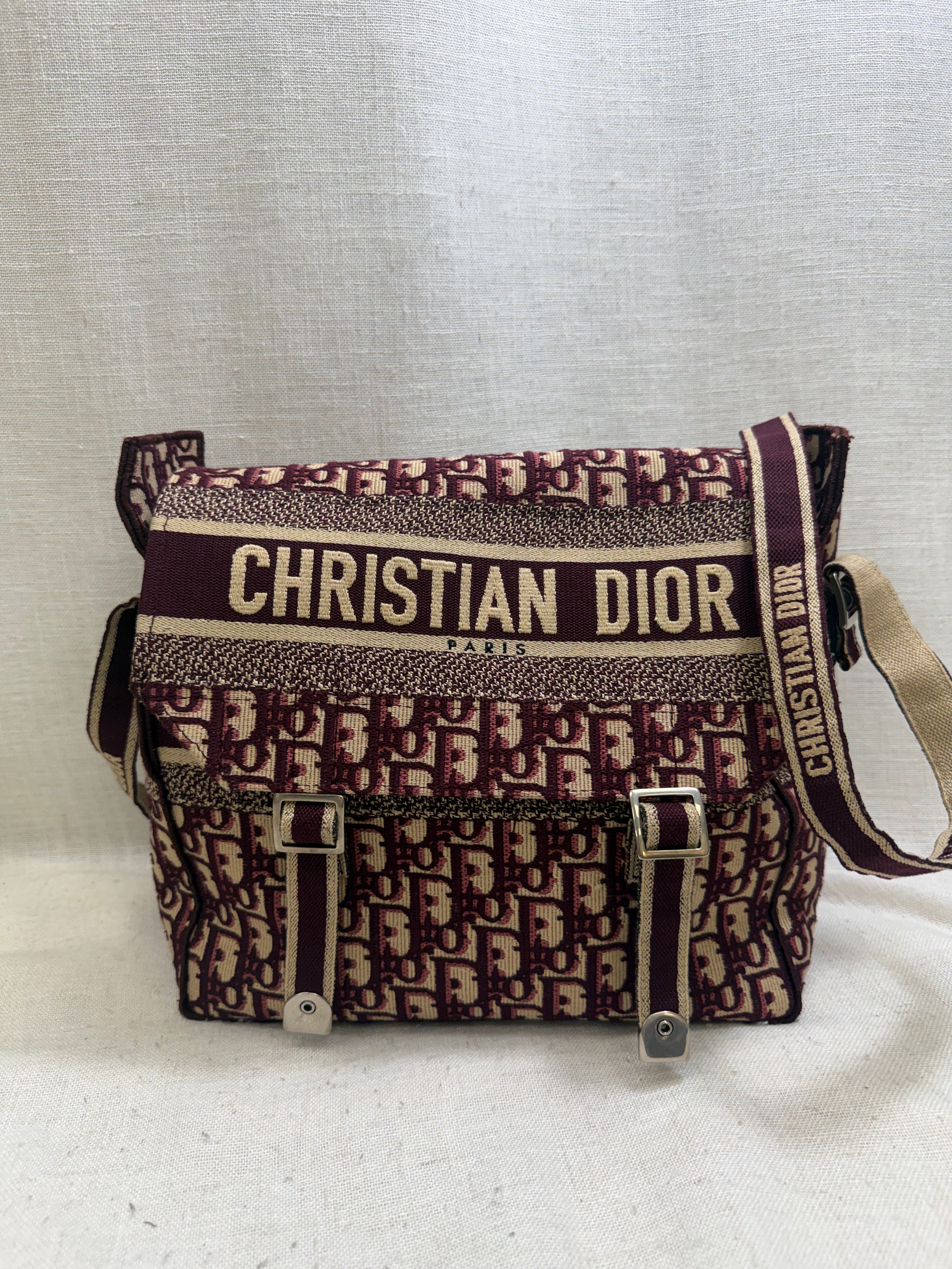Christian Dior Burgundy Embroidered Canvas Diorcamp Messenger Bag