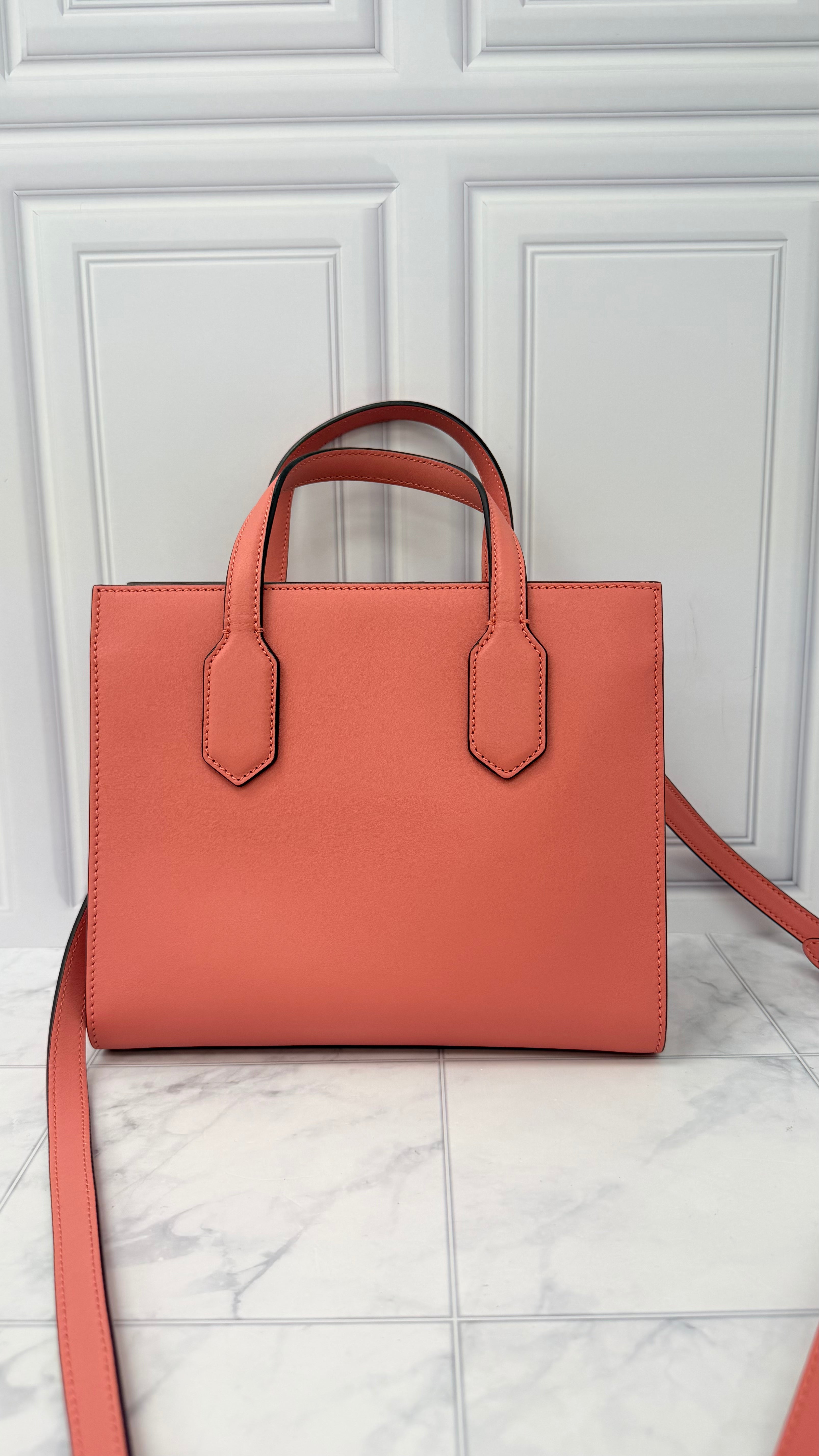 LIKE NEW - Gucci Pink Leather GG Ribbons Small 2way Tote Bag