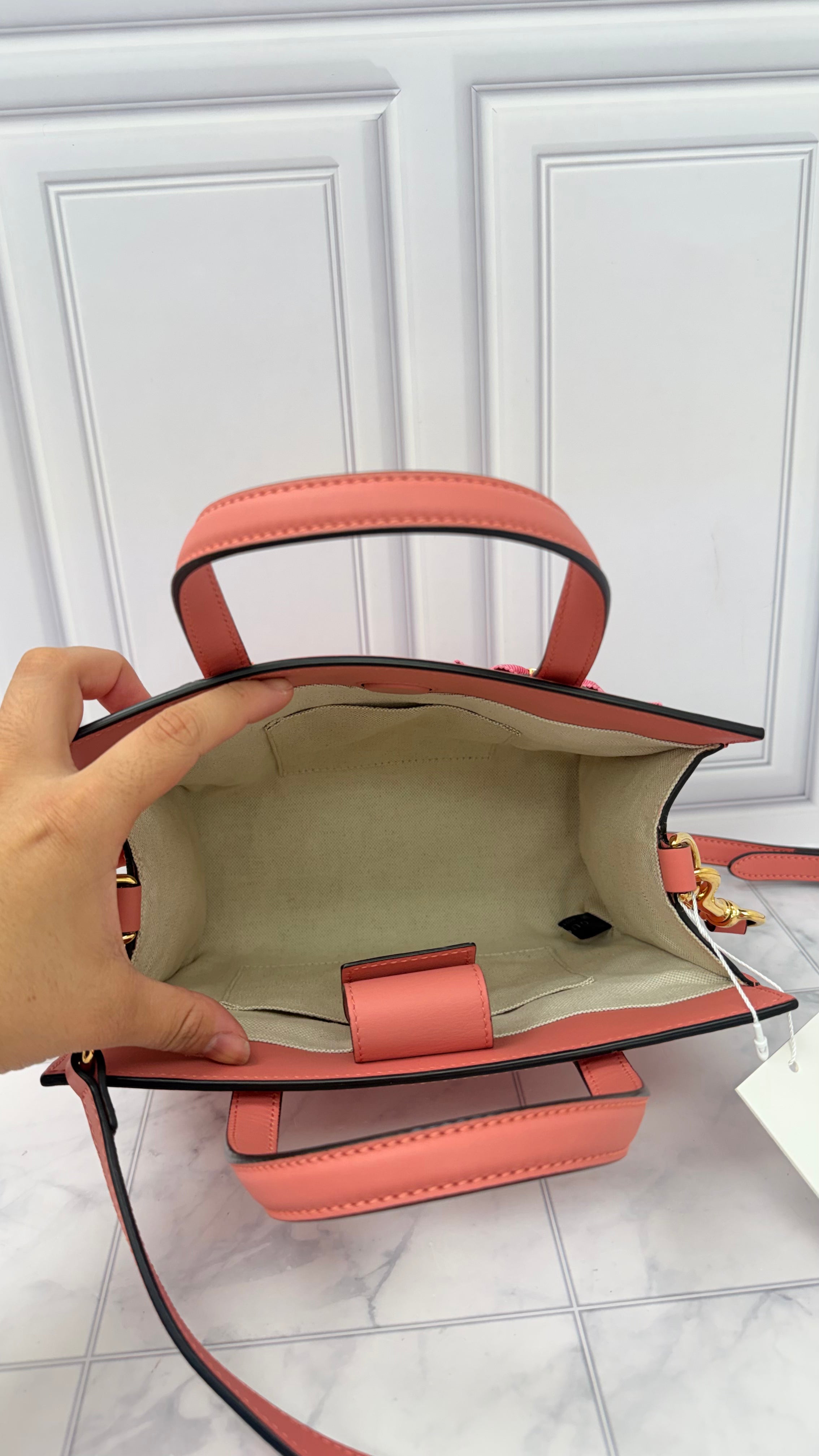 LIKE NEW - Gucci Pink Leather GG Ribbons Small 2way Tote Bag