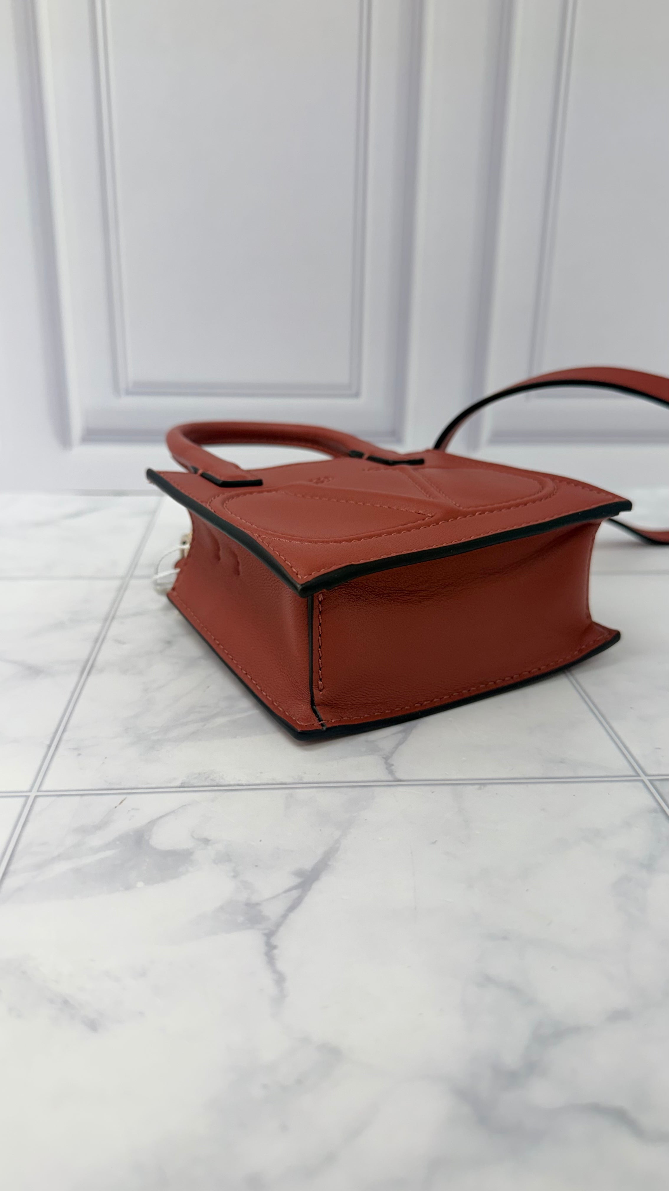 LIKE NEW - Valentino Dusty Rose Leather VLogo Signature Mini Pouch Tote Crossbody