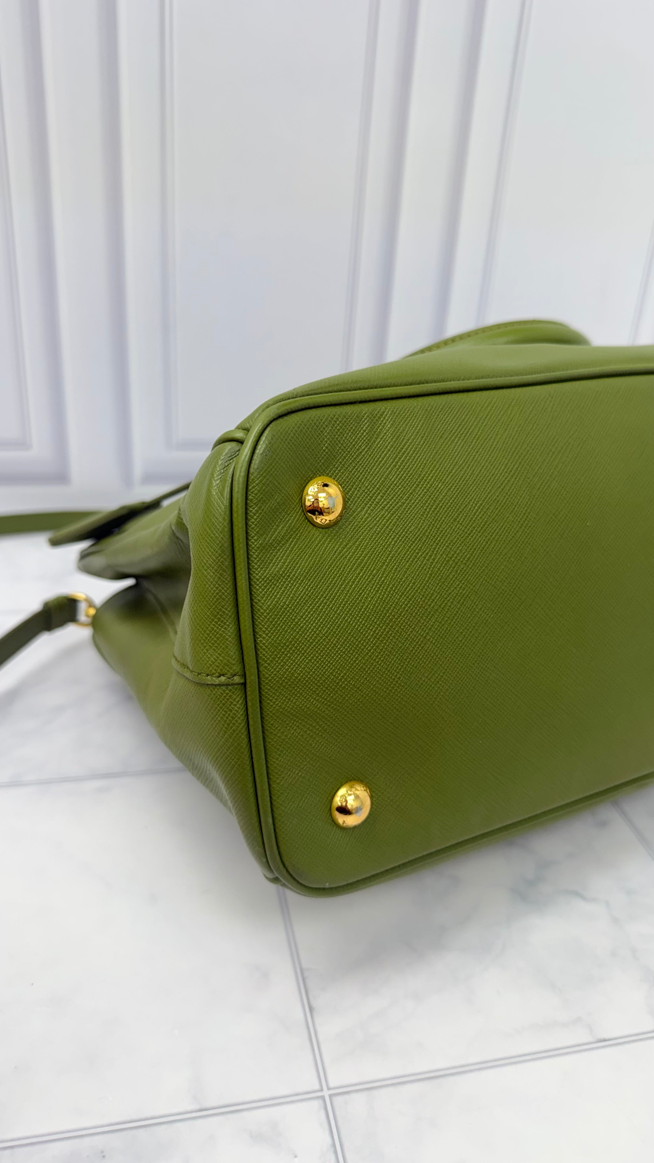 Prada Green Saffiano Leather Medium Gardener's Tote Bag