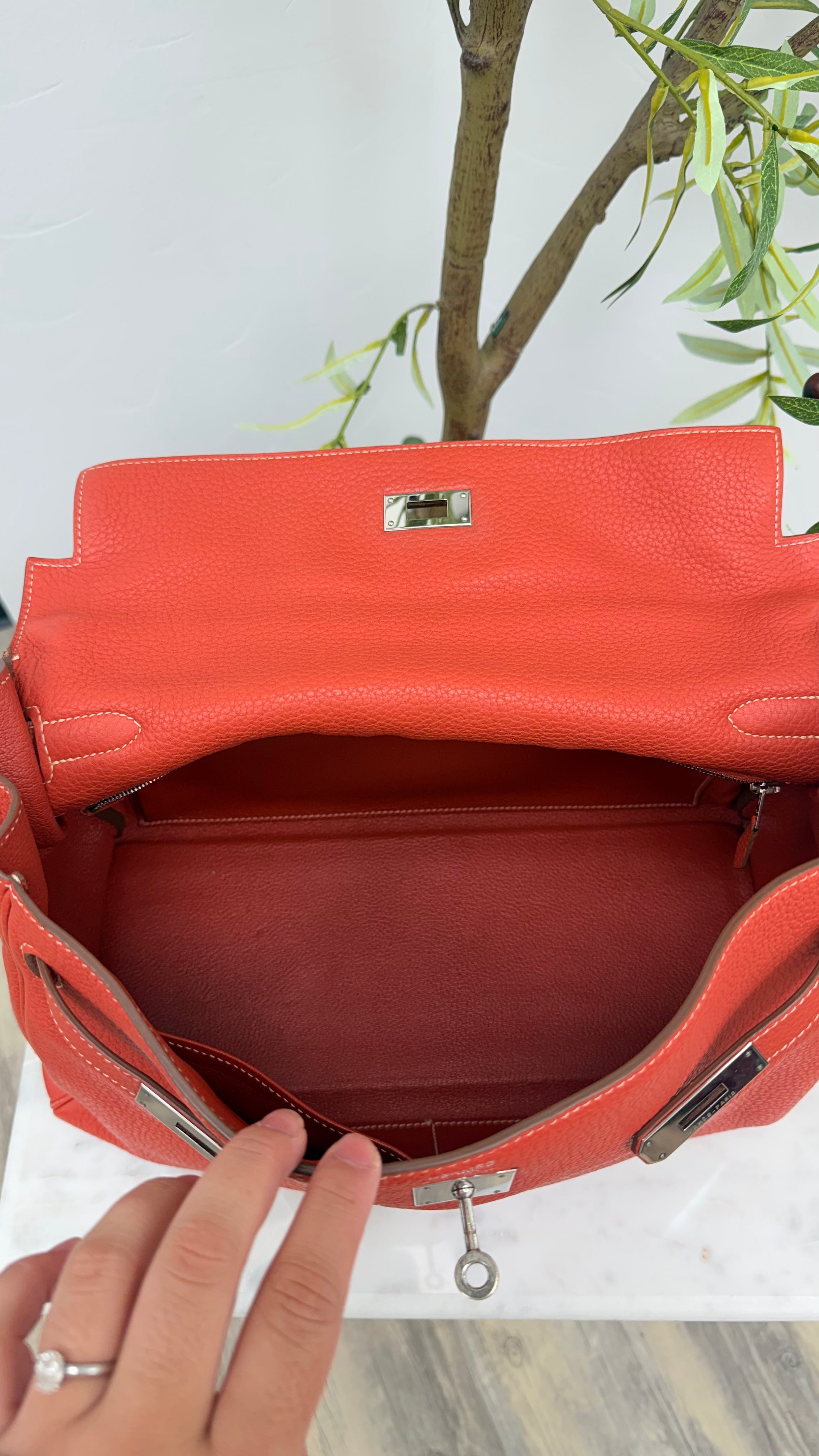 Hermes Orange Togo Leather Kelly Amazone 35 Handbag