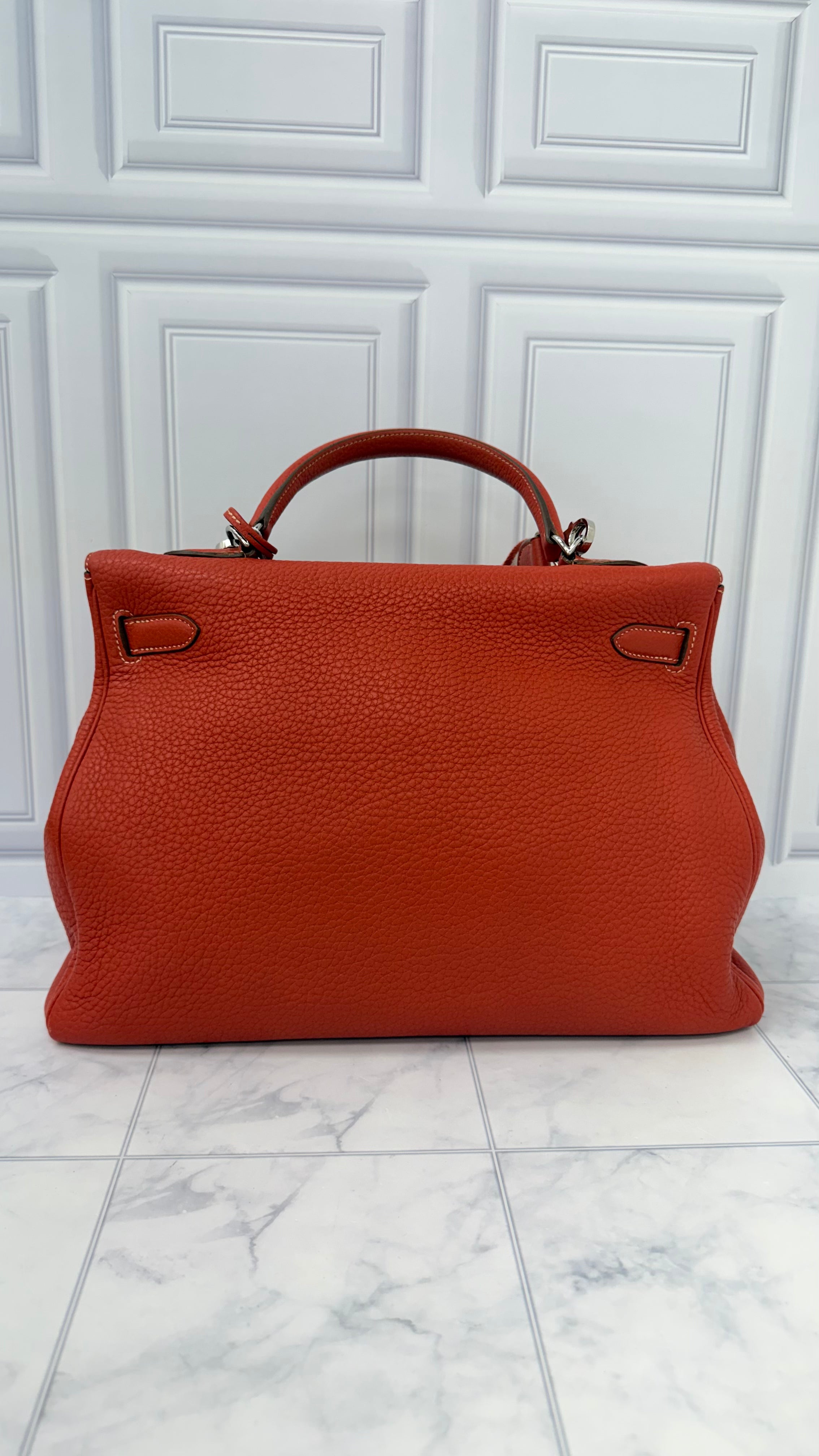 Hermes Orange Togo Leather Kelly Amazone 35 Handbag