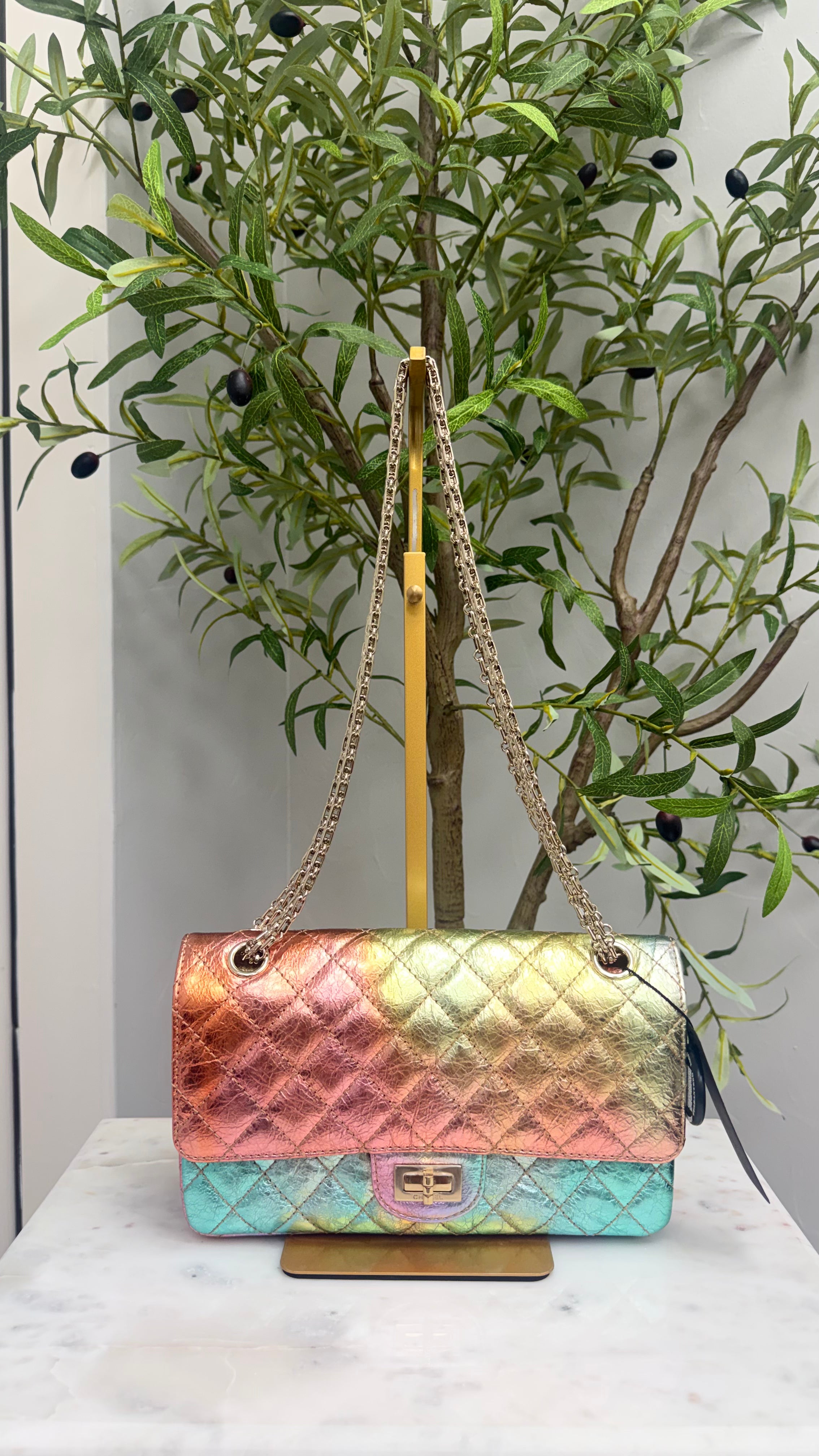 LIKE NEW - Chanel Reissue Medium Rainbow Iridescent Quilted Leather Flap Bag